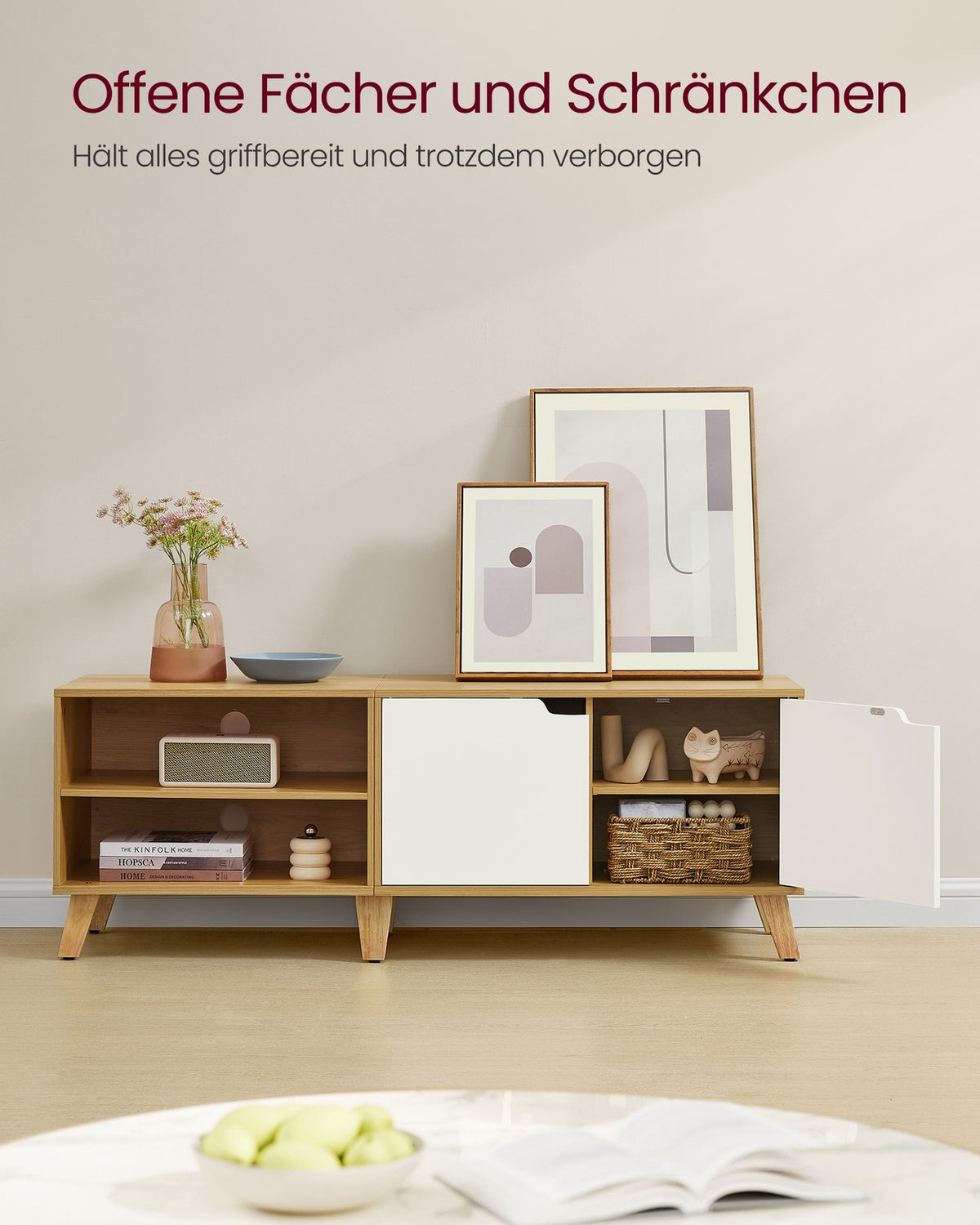 TV-Möbel – 1 oder 2 Türen – 120 oder 140 cm Breit – Skandinavisch – mit Offenem Fach