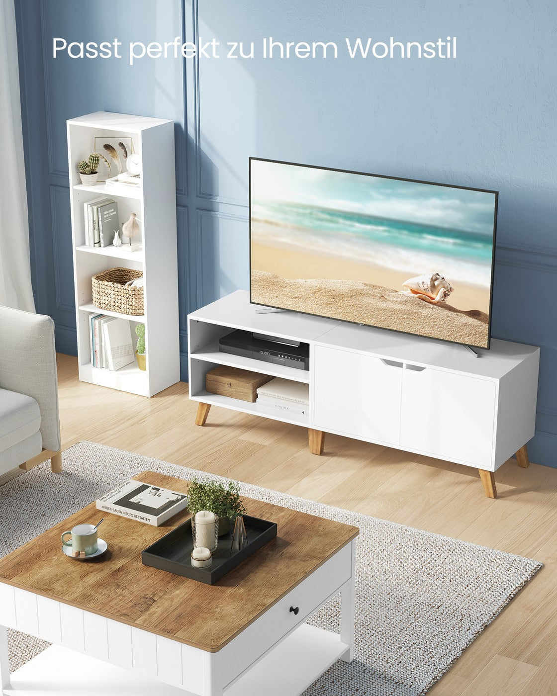 TV-Möbel – 1 oder 2 Türen – 120 oder 140 cm Breit – Skandinavisch – mit Offenem Fach