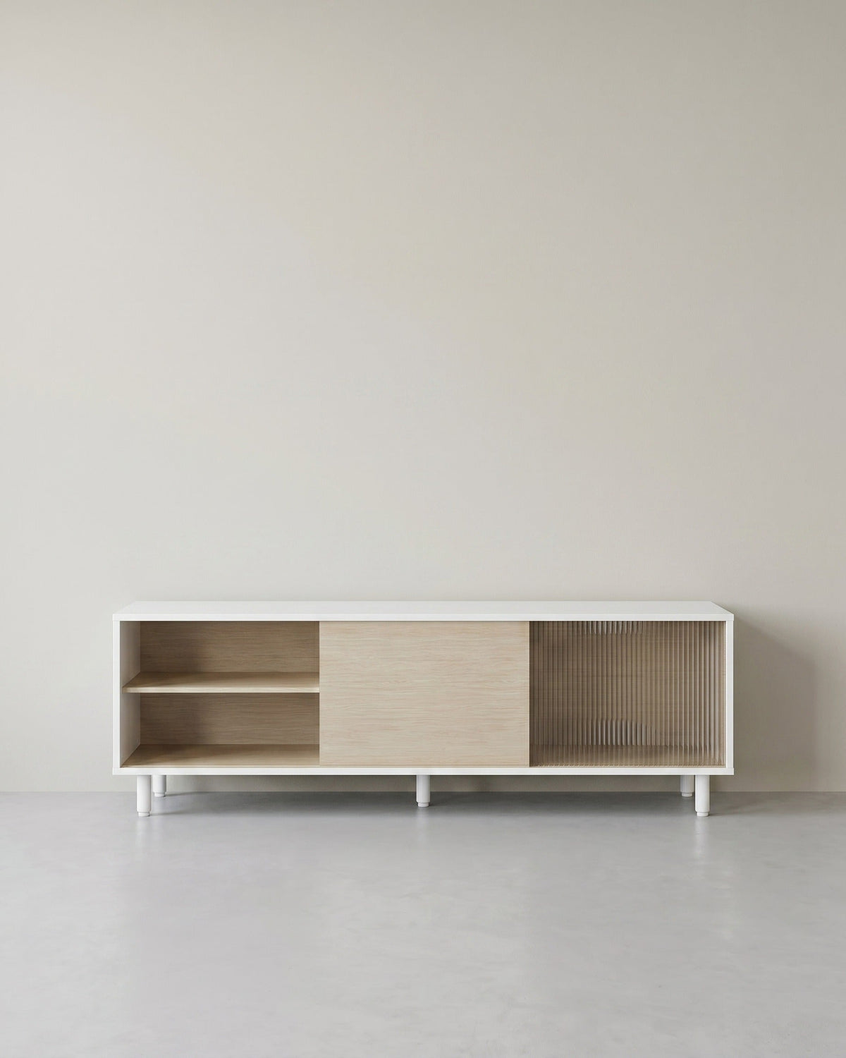 TV-Schrank für Fernseher bis 60 Zoll – modern Schwarz/Weiß mit Glastür – werkzeuglose Montage – TV-Lowboard mit Stauraum