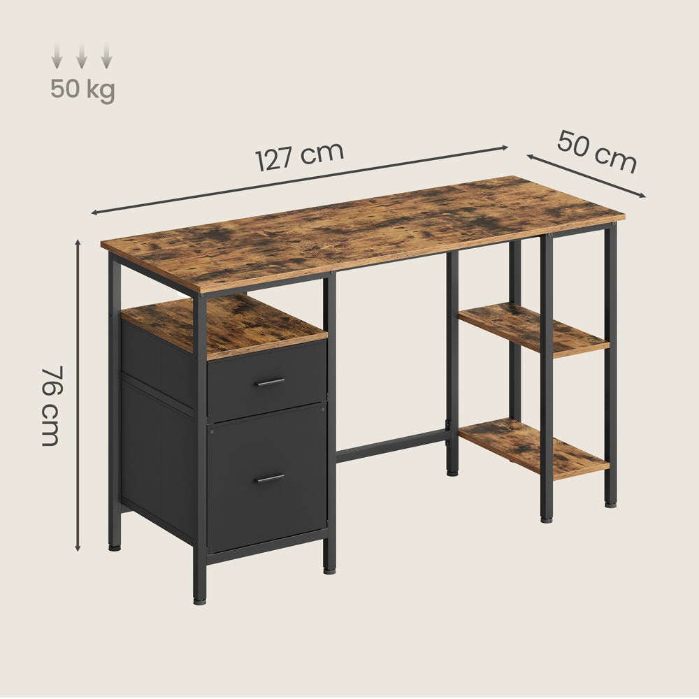 Vintage Schreibtisch 127, 140 oder 160 cm – Industriedesign mit Schubladen und Ablageflächen – Bis 50 kg belastbar
