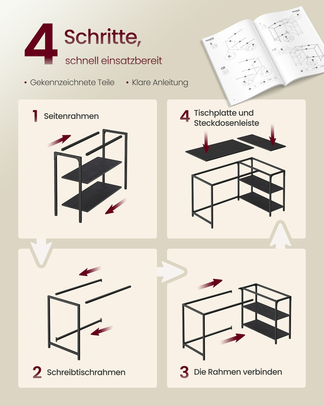 Eckschreibtisch In L-Form - Verstellbar - Für Homeoffice