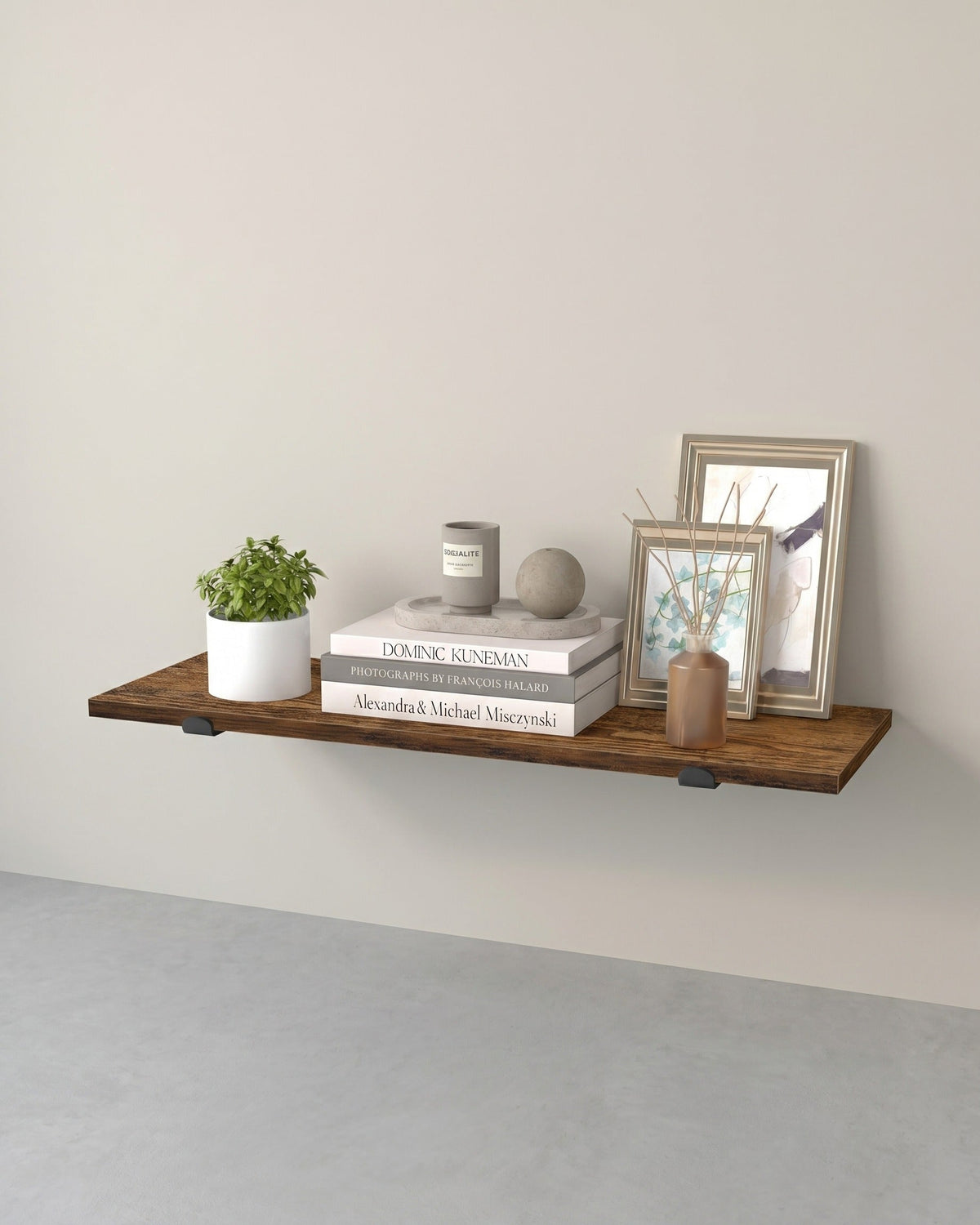 Wandregal 20 x 60 cm - Schwebendes Regal In Holzoptik - Bis Zu 10 kg Belastbar