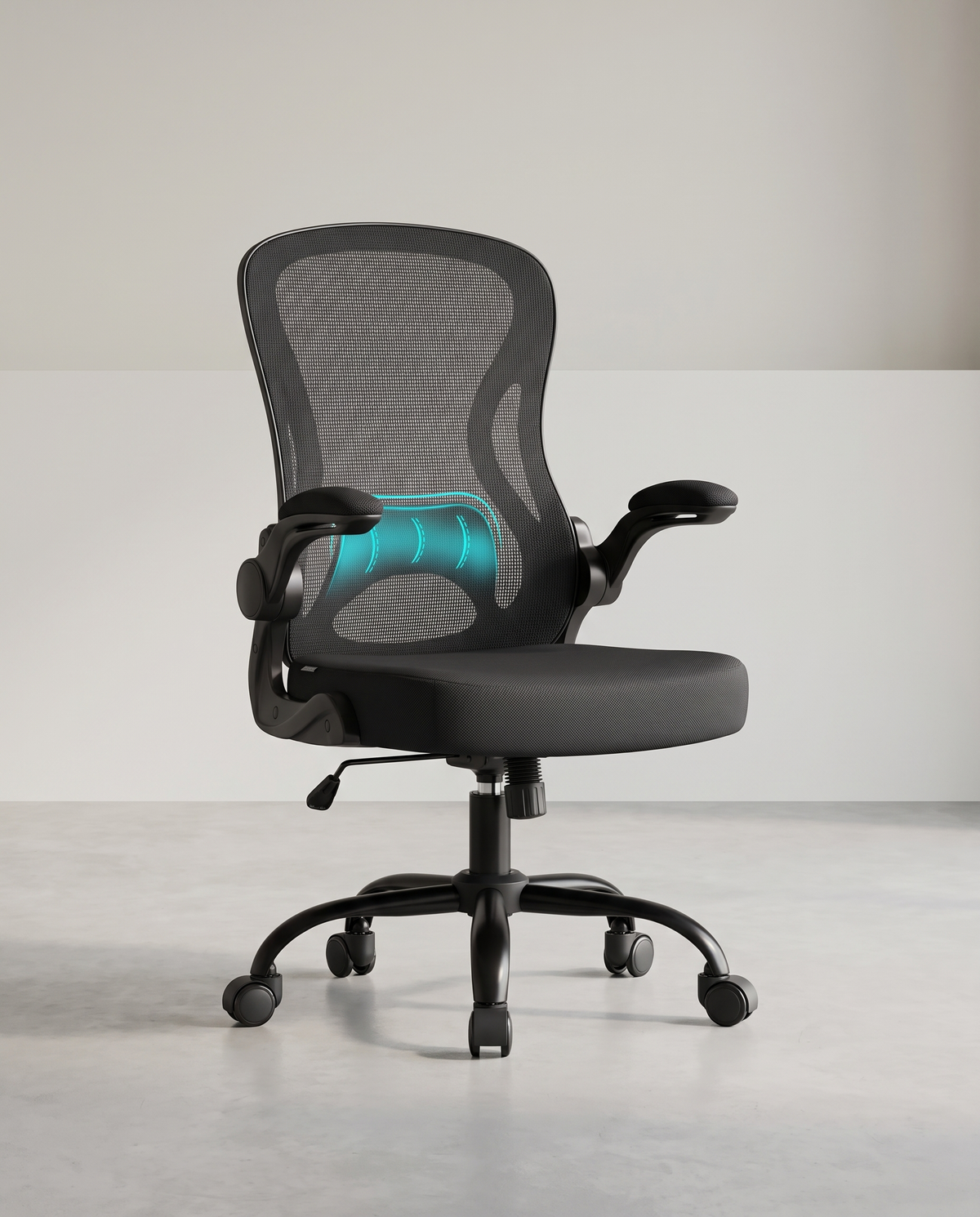 Ergonomischer Bürostuhl – Höhenverstellbar – Klappbare Armlehnen – Atmungsaktives Netzgewebe