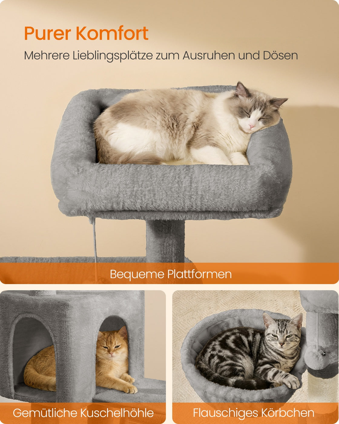 Kratzbaum Mit 3 Plattformen - Stabile Sisalumwicklung - Für Kleine Und Mittelgroße Katzen
