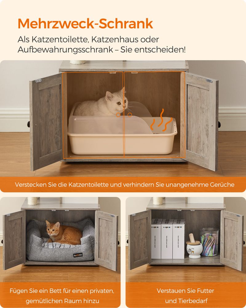 2-in-1 Kratzbaum mit Katzentoiletten-Umbau – All-in-One-Lösung – 140 cm hoch