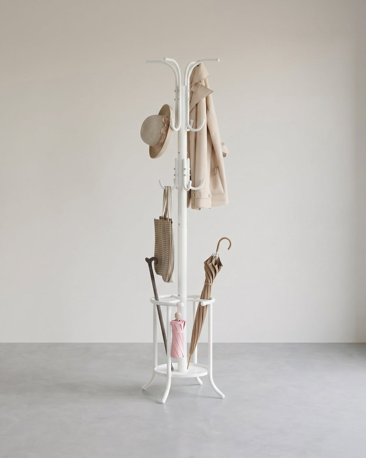 Kleiderständer – Freistehend – Regenschirmhalter – 12 Haken – Metall – 175 cm hoch – 40 x 40 cm