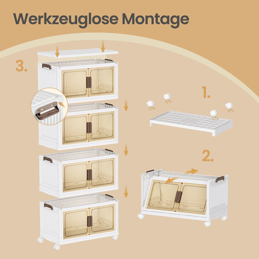 Rollwagen Mit 4 Ebenen - Stapelbare Boxen Mit Deckel - 220 L Stauraum