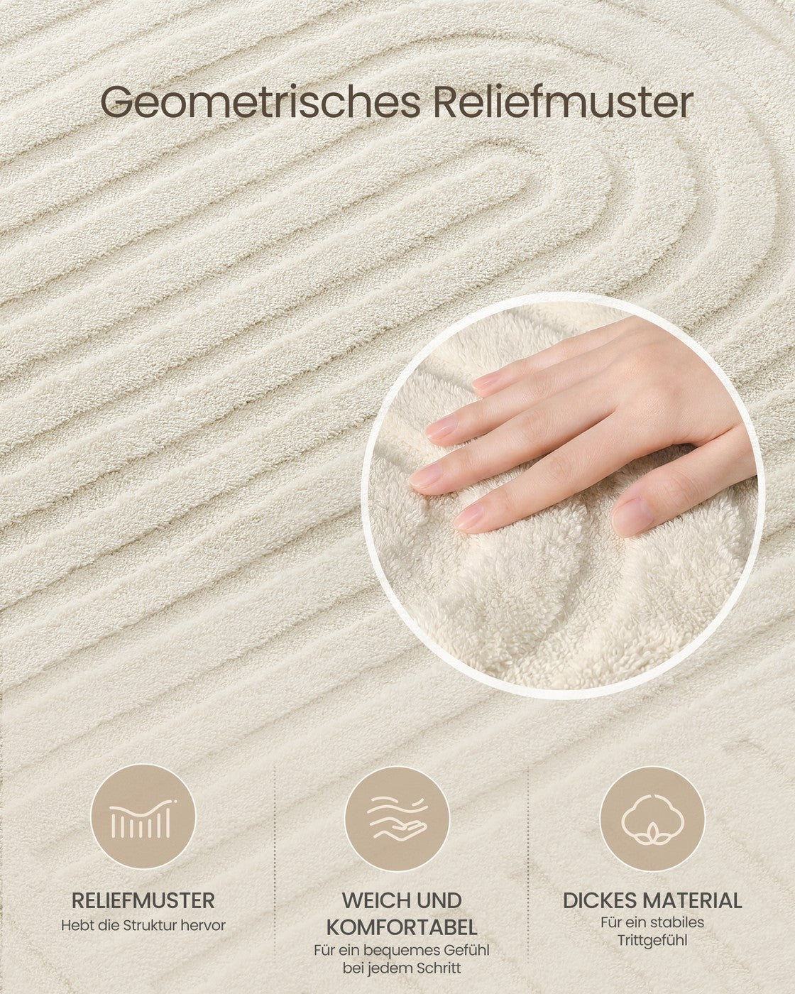 Waschbarer Teppich Mit Geometrischem 3D-Muster - Rutschfeste Unterseite - Für Wohnzimmer Und Schlafzimmer