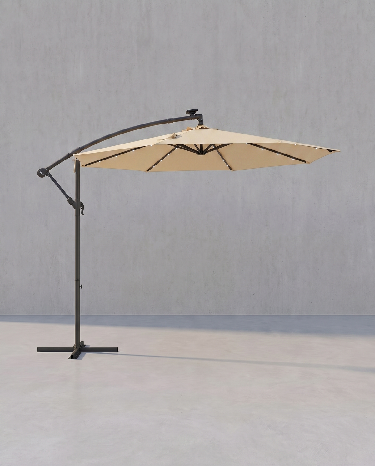 Sonnenschirm mit LED-Solarbeleuchtung – mit Ständer – UV-Schutz 50+ – schwenkbar – für Balkon und Garten