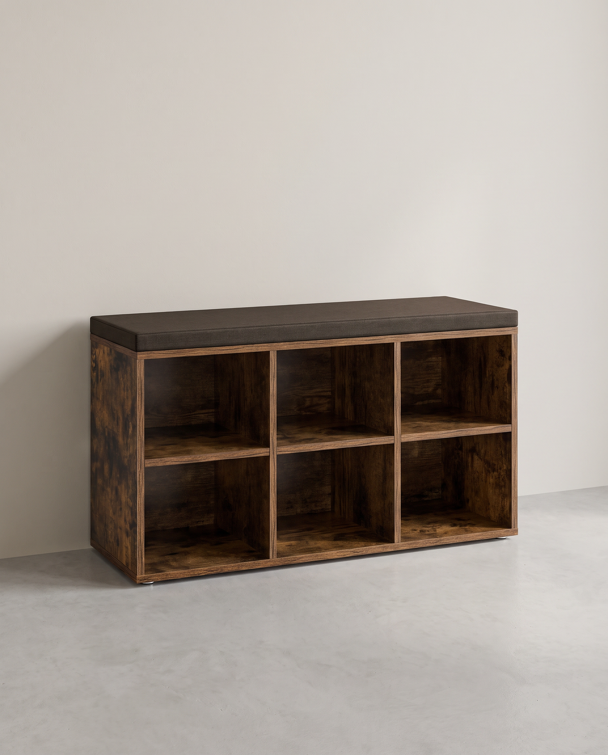 Aufbewahrungsboxen – Schuhbank mit Stauraum – 9 Fächer – Verstellbare Böden – 30,3 x 78,5 x 48 cm – Spanplatte – Schaumstoff – Leinenoptik-Bezug – Max. Belastbarkeit 136 kg