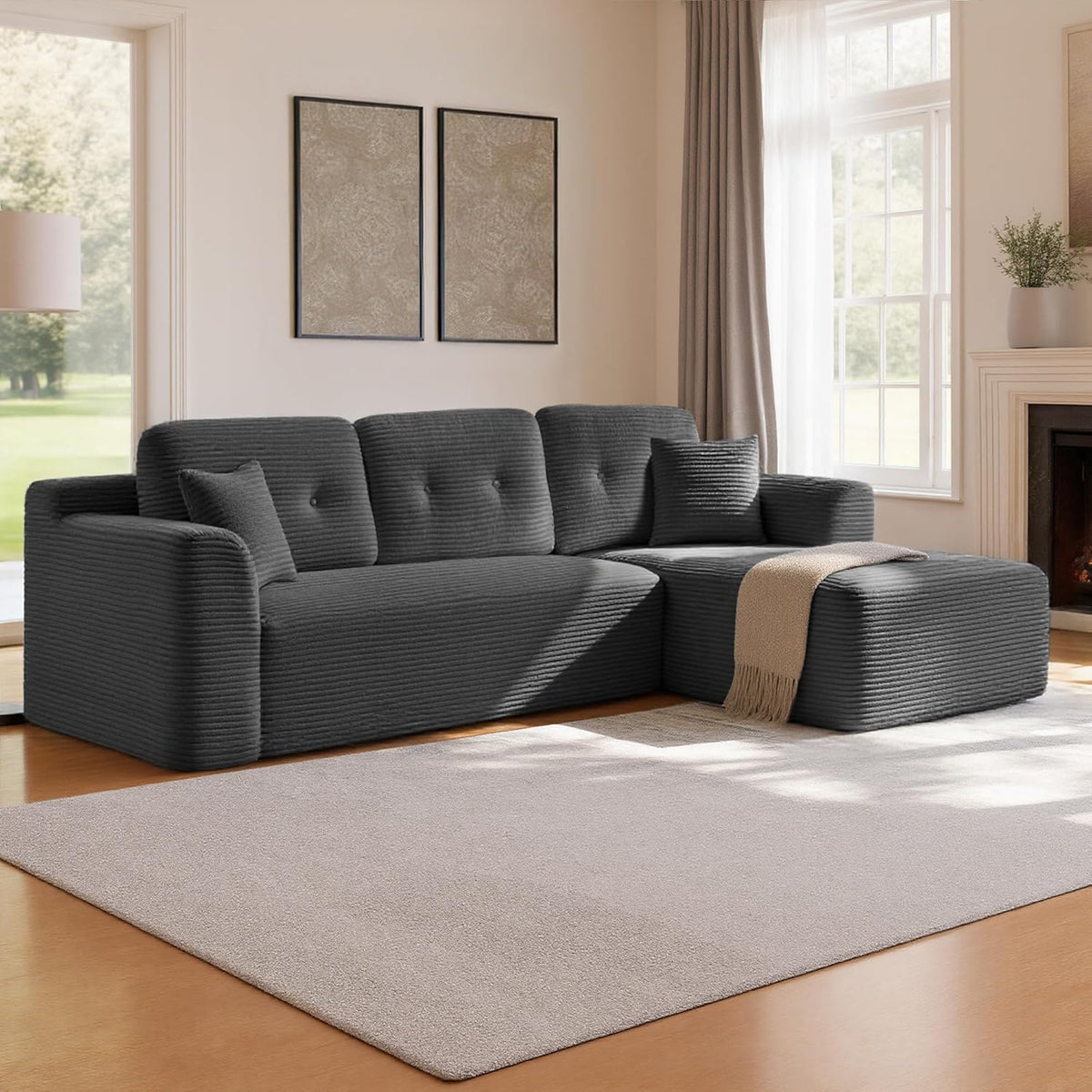 Ecksofa – Modulares Schlafsofa – 244 cm breit – mit Chaiselongue rechts