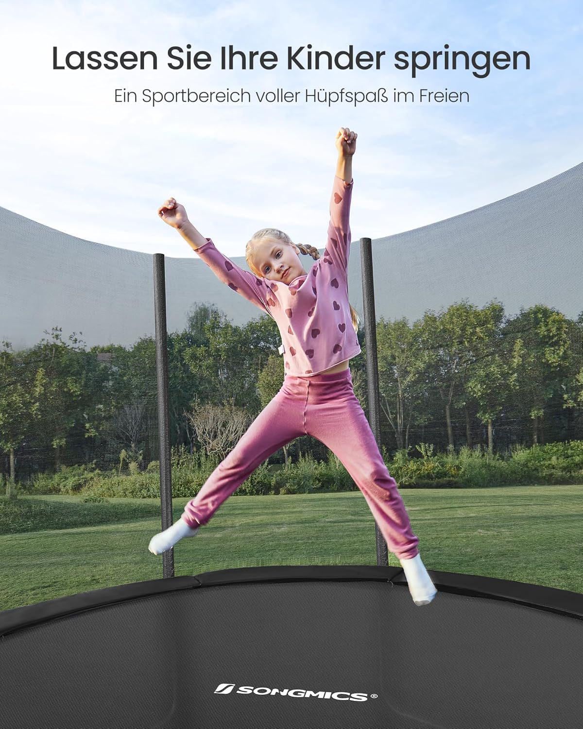 Gartentrampolin – 366 cm – Mit Sicherheitsnetz, Leiter und Randabdeckung – TÜV-geprüft – Für Kinder und Erwachsene