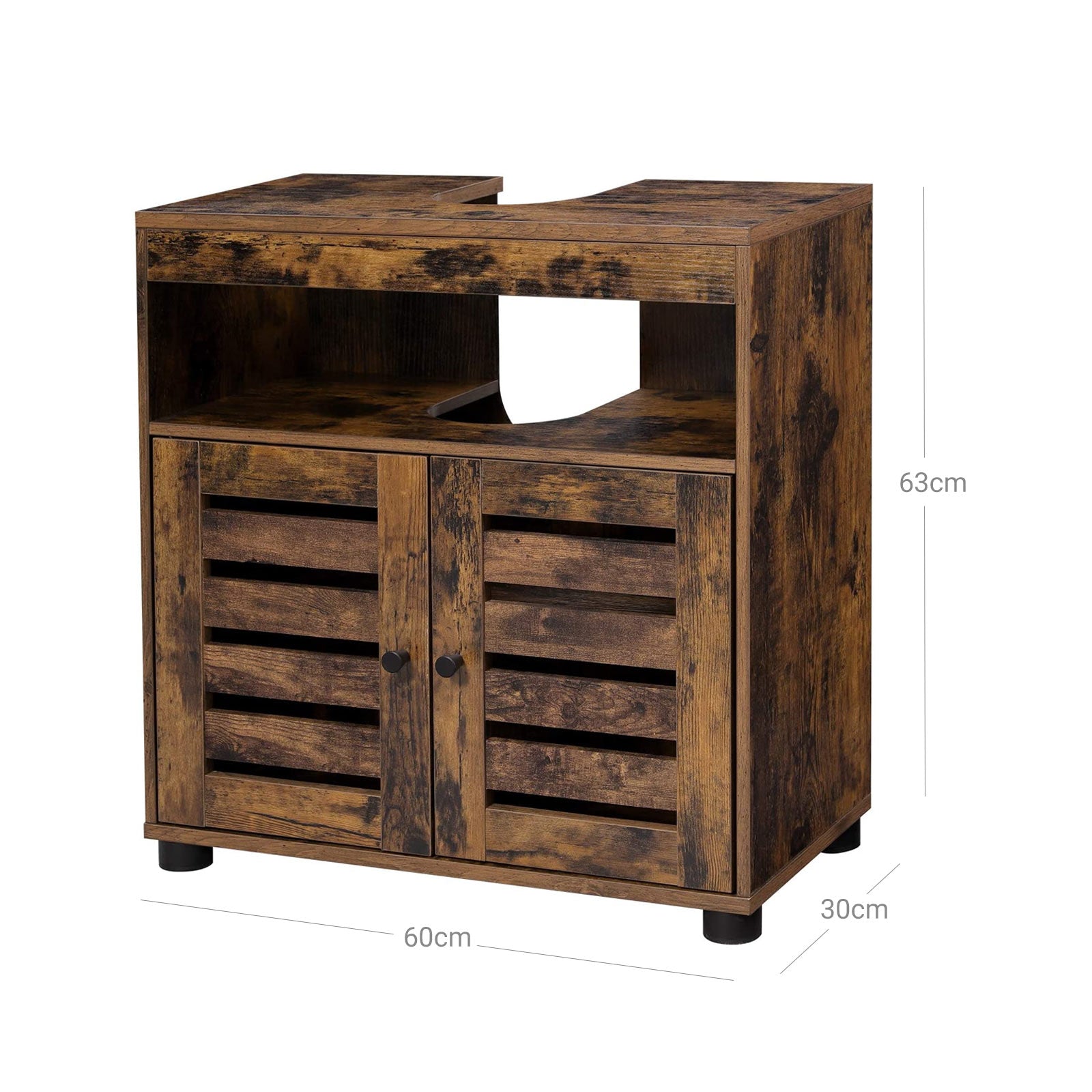 Waschtischunterschrank Mit 2 Türen - Badezimmerschrank Mit Siphonöffnung - Schmales Design