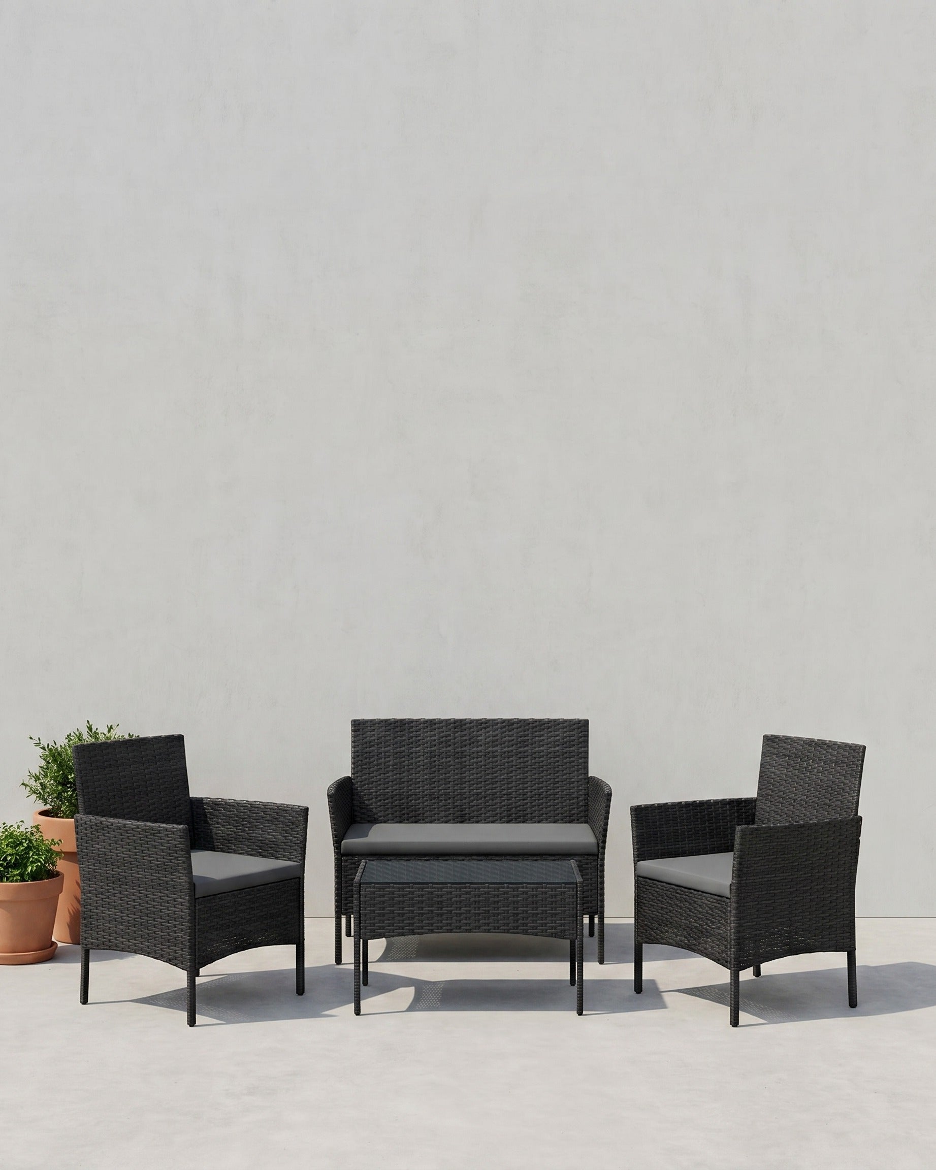 Rattanoptik Gartenset - Balkonset - Gartenstühle mit Tisch