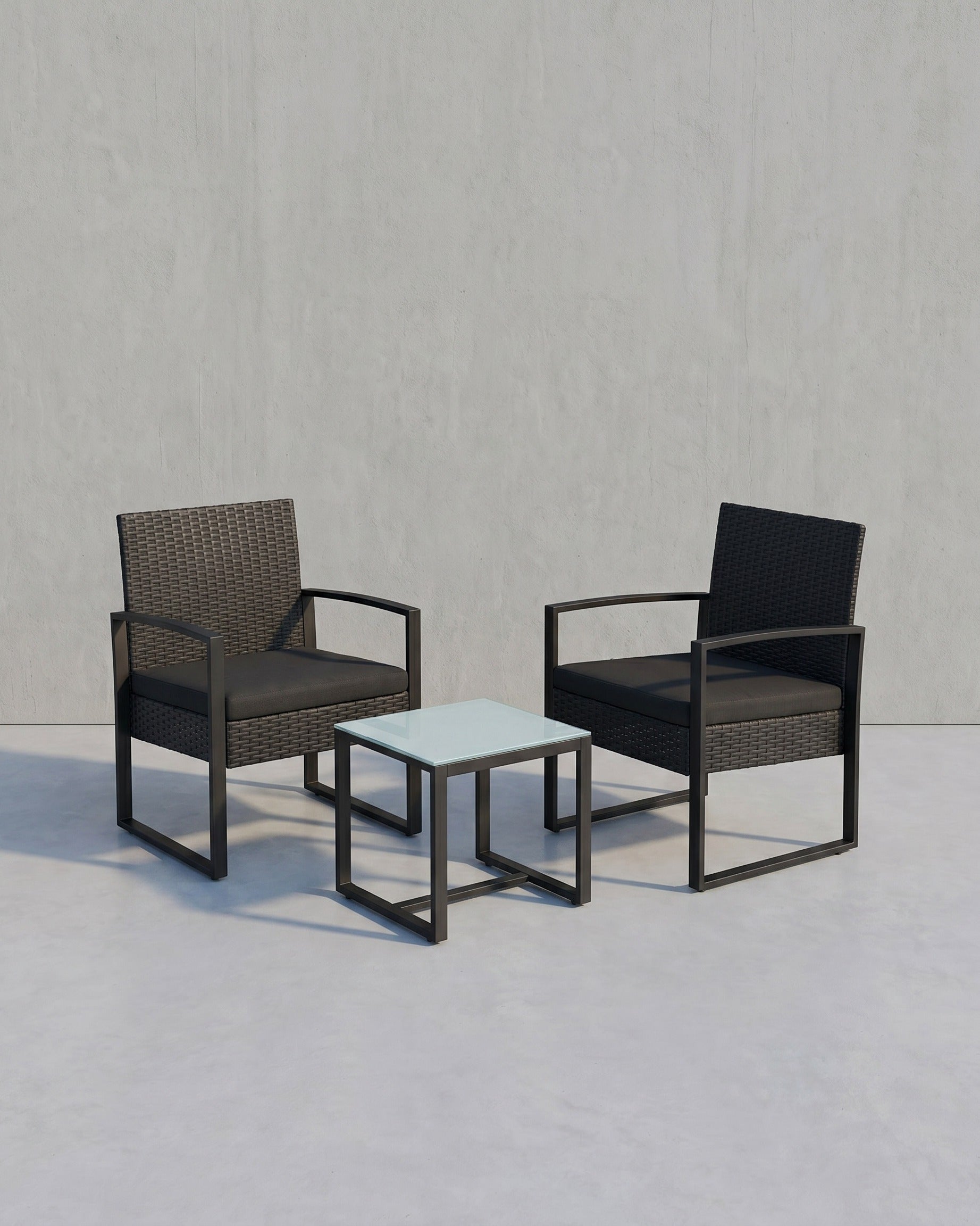 Stilvolles Balkonset in Rattanoptik - Gartenset - Gartenstühle mit Tisch