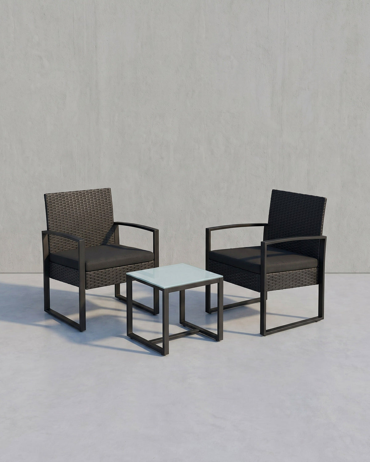 Stilvolles Balkonset in Rattanoptik - Gartenset - Gartenstühle mit Tisch