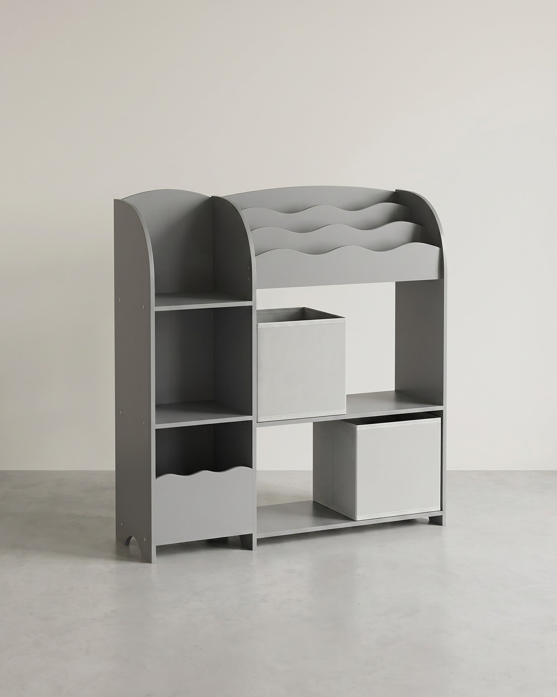 Kinderzimmer-Kleiderschrank mit 3 Einlegeböden und Stoffschubladen