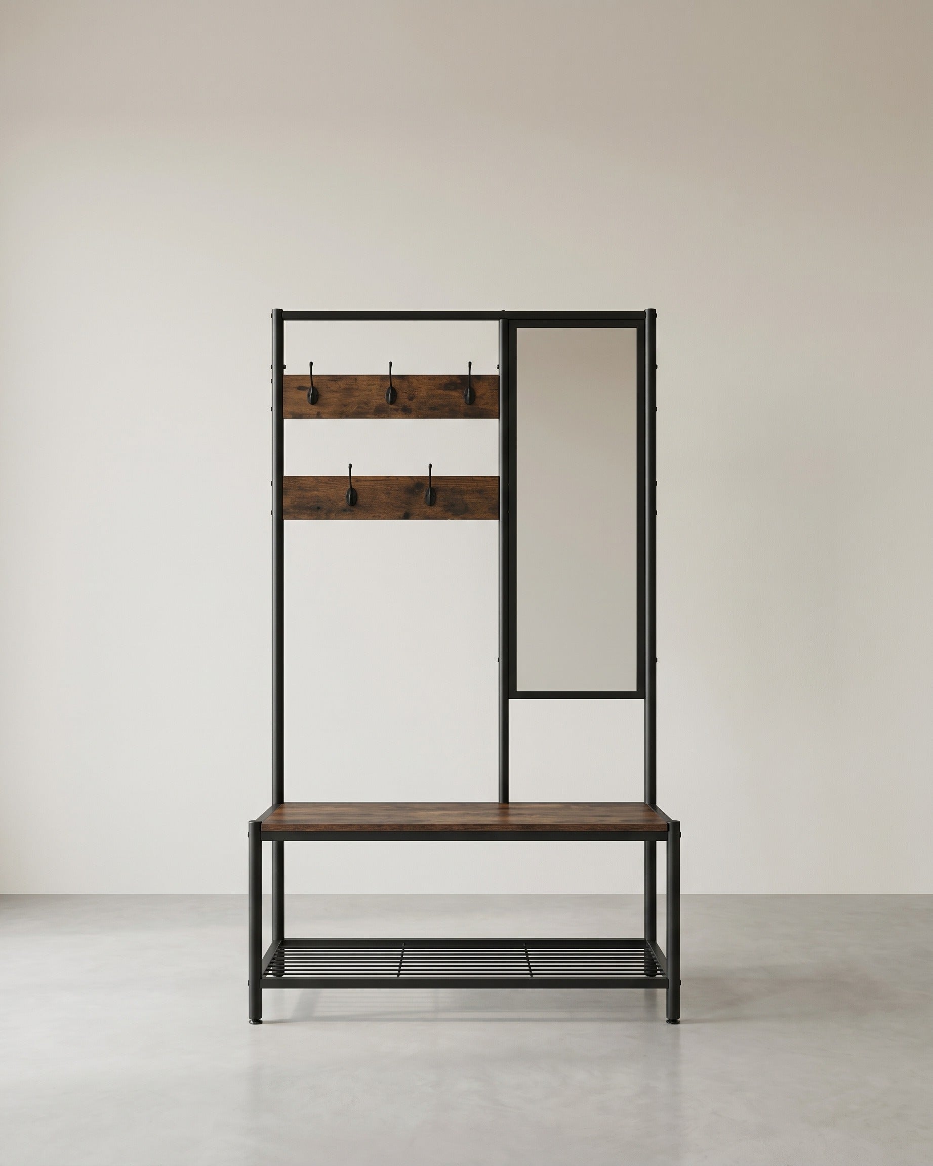 Garderobe mit Schuhablage und Spiegel – 4-in-1 Flurmöbel