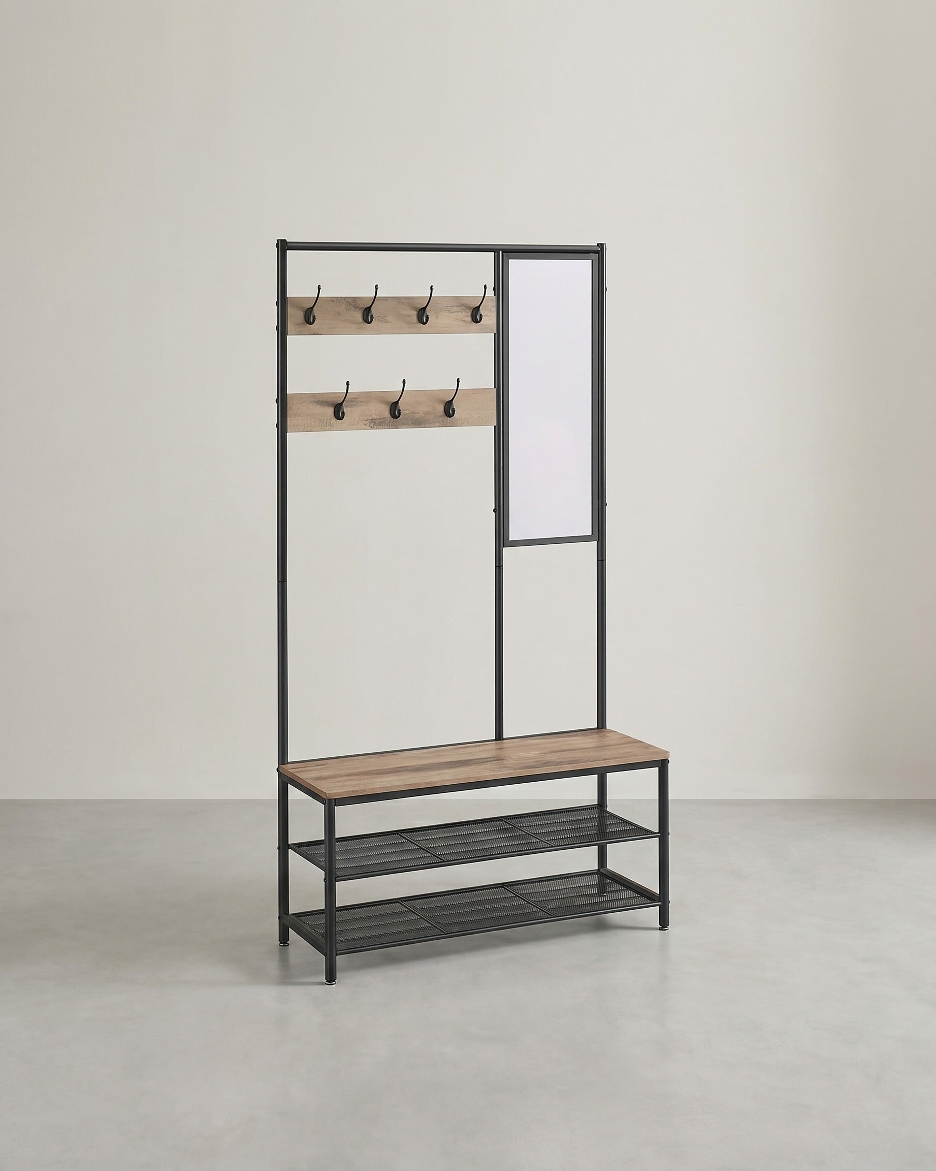 Garderobe mit Schuhablage und Spiegel – 4-in-1 Flurmöbel