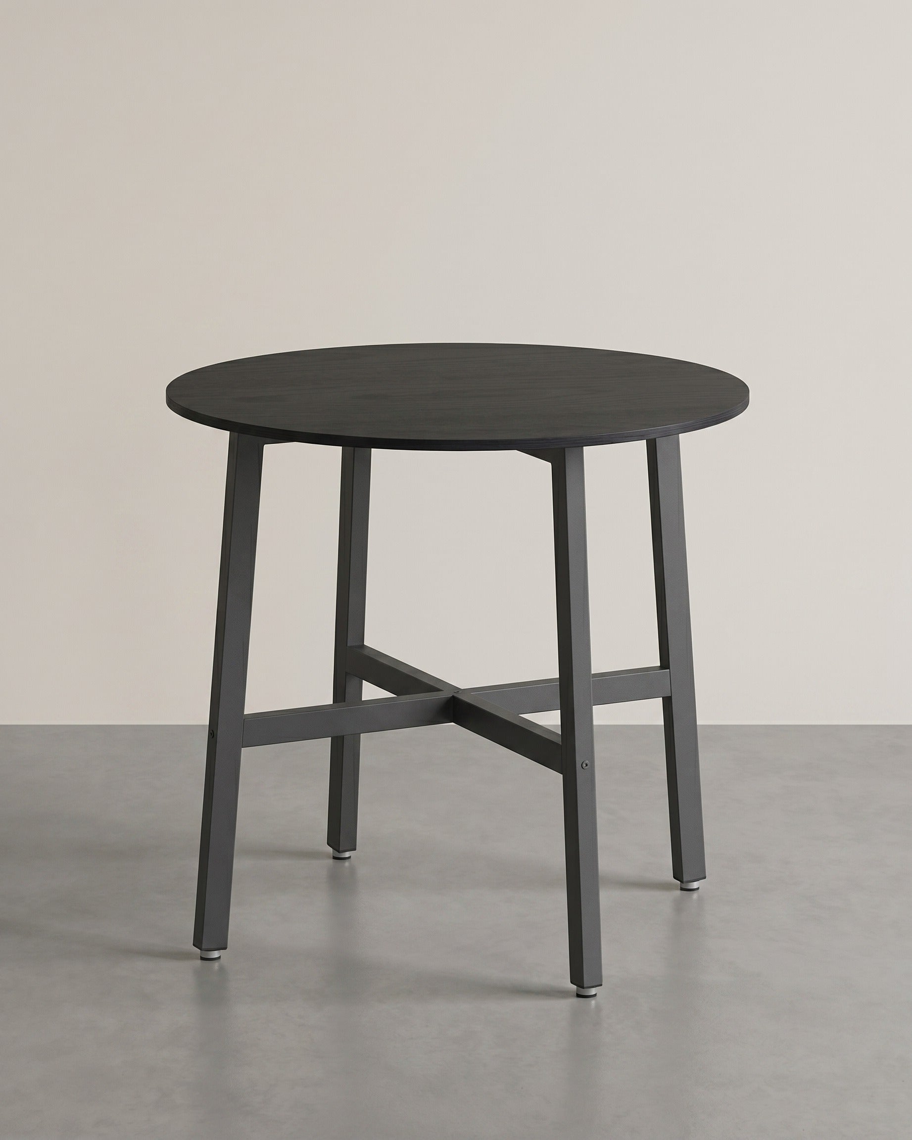 Runder Esstisch – Industriedesign – Ø 80 cm – Vintage Braun-Schwarz – ALINRU Kollektion