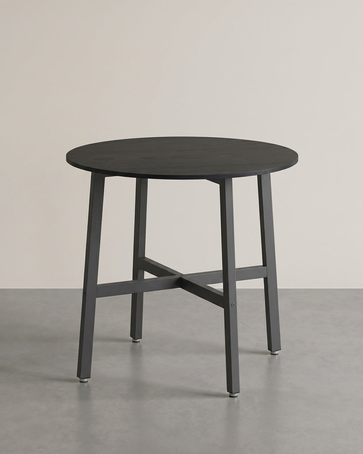 Runder Esstisch – Industriedesign – Ø 80 cm – Vintage Braun-Schwarz – ALINRU Kollektion