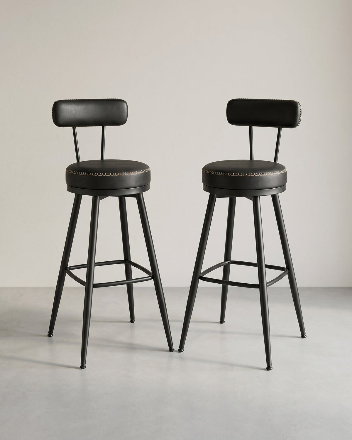 2er Set Barhocker - 360° drehbar - Kunstleder - Industriedesign