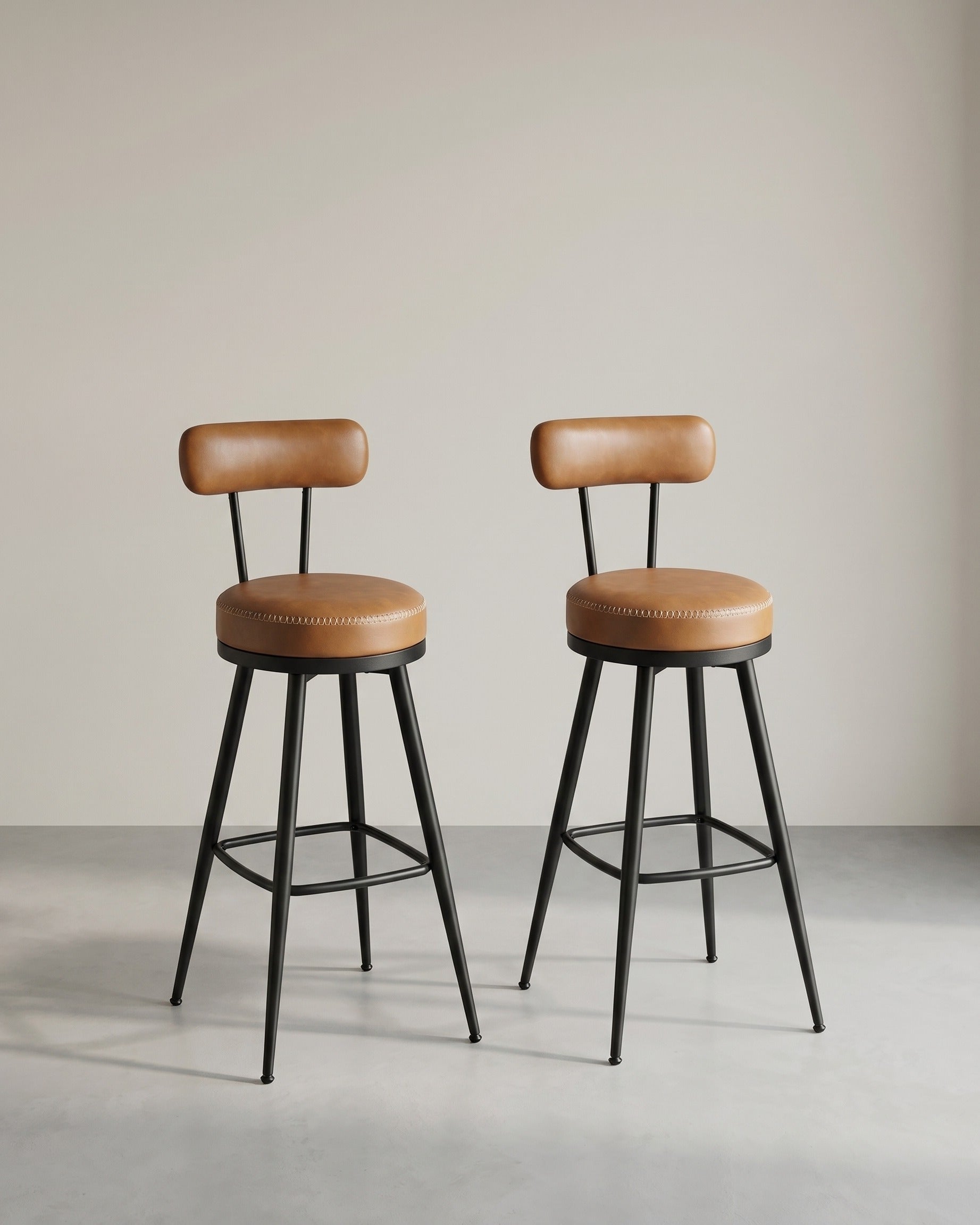 2er Set Barhocker - 360° drehbar - Kunstleder - Industriedesign