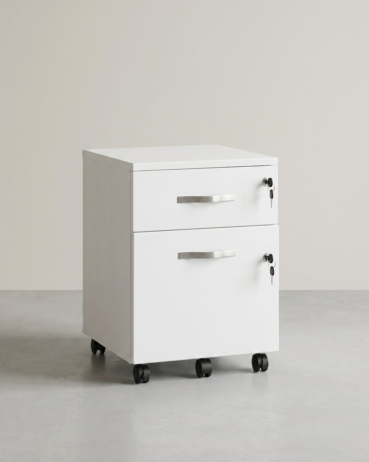 Schubladenelement mit Schloss – Aktenschrank mit 2 Schubladen und verstellbaren Stangen