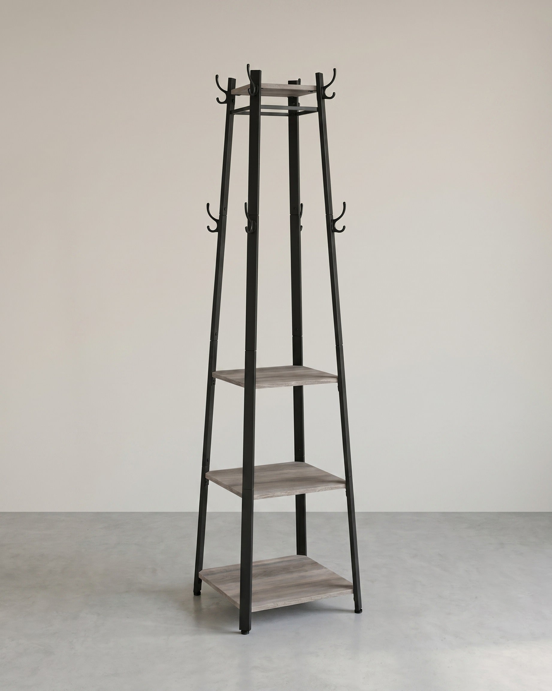 Garderobenständer – Vintage-Garderobe – mit Ablagen, Haken und Kleiderstange – stabil