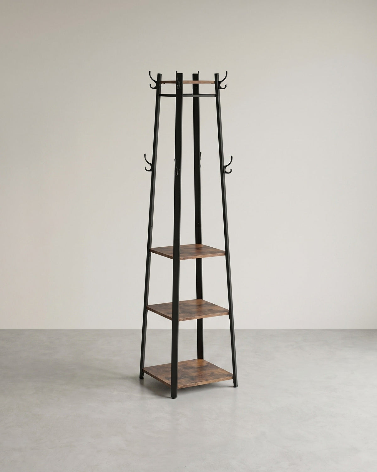 Garderobenständer – Vintage-Garderobe – mit Ablagen, Haken und Kleiderstange – stabil