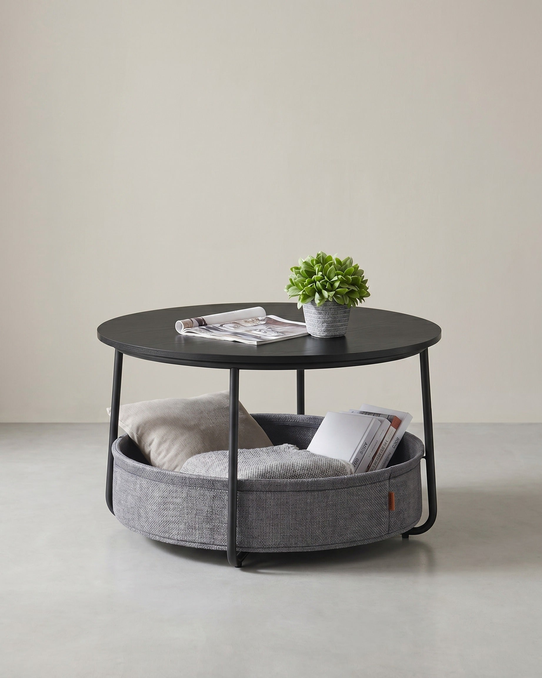 Runder Couchtisch mit Ablagekorb - Stilvoll und praktisch - 75 cm