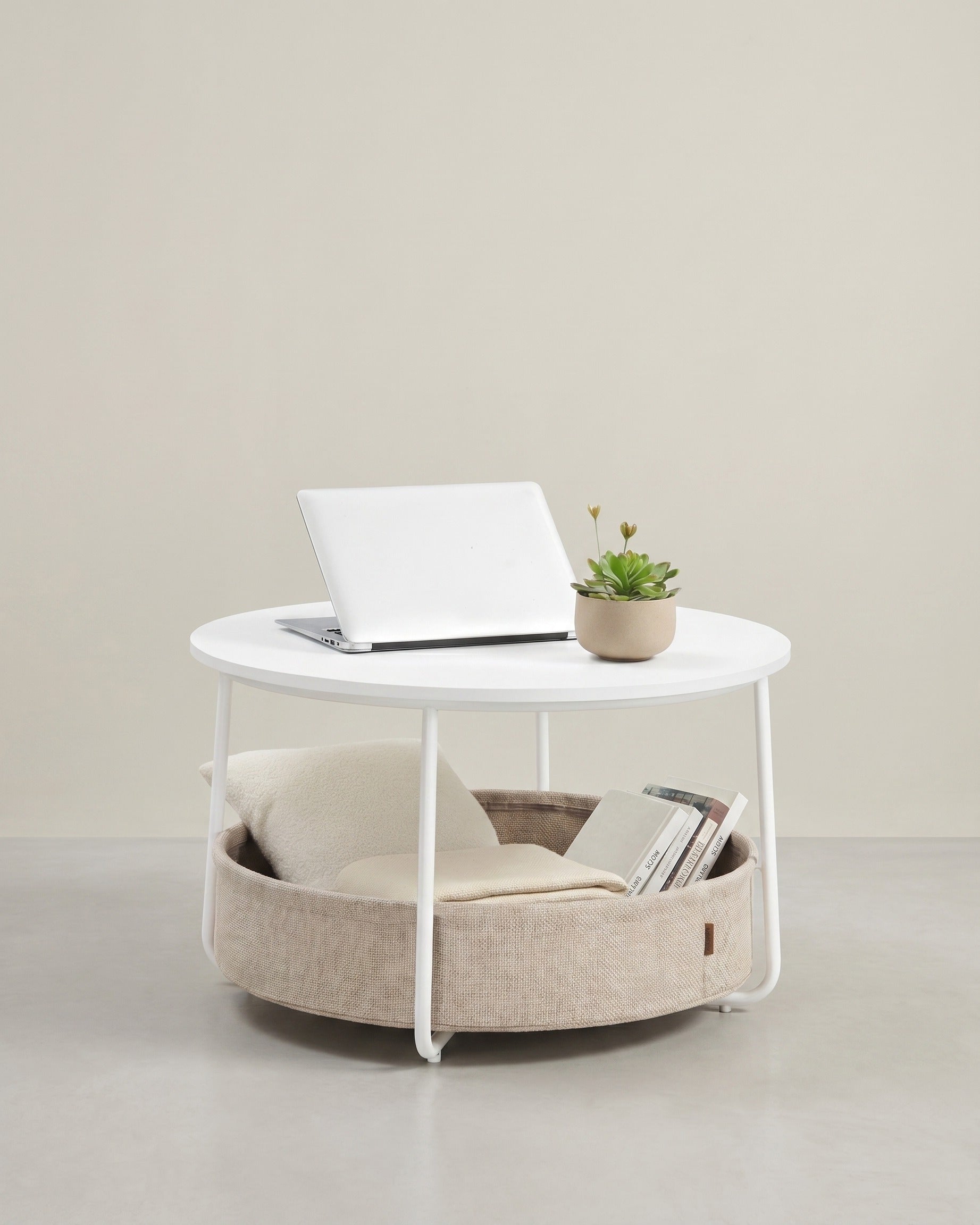 Runder Couchtisch mit Ablagekorb - Stilvoll und praktisch - 75 cm
