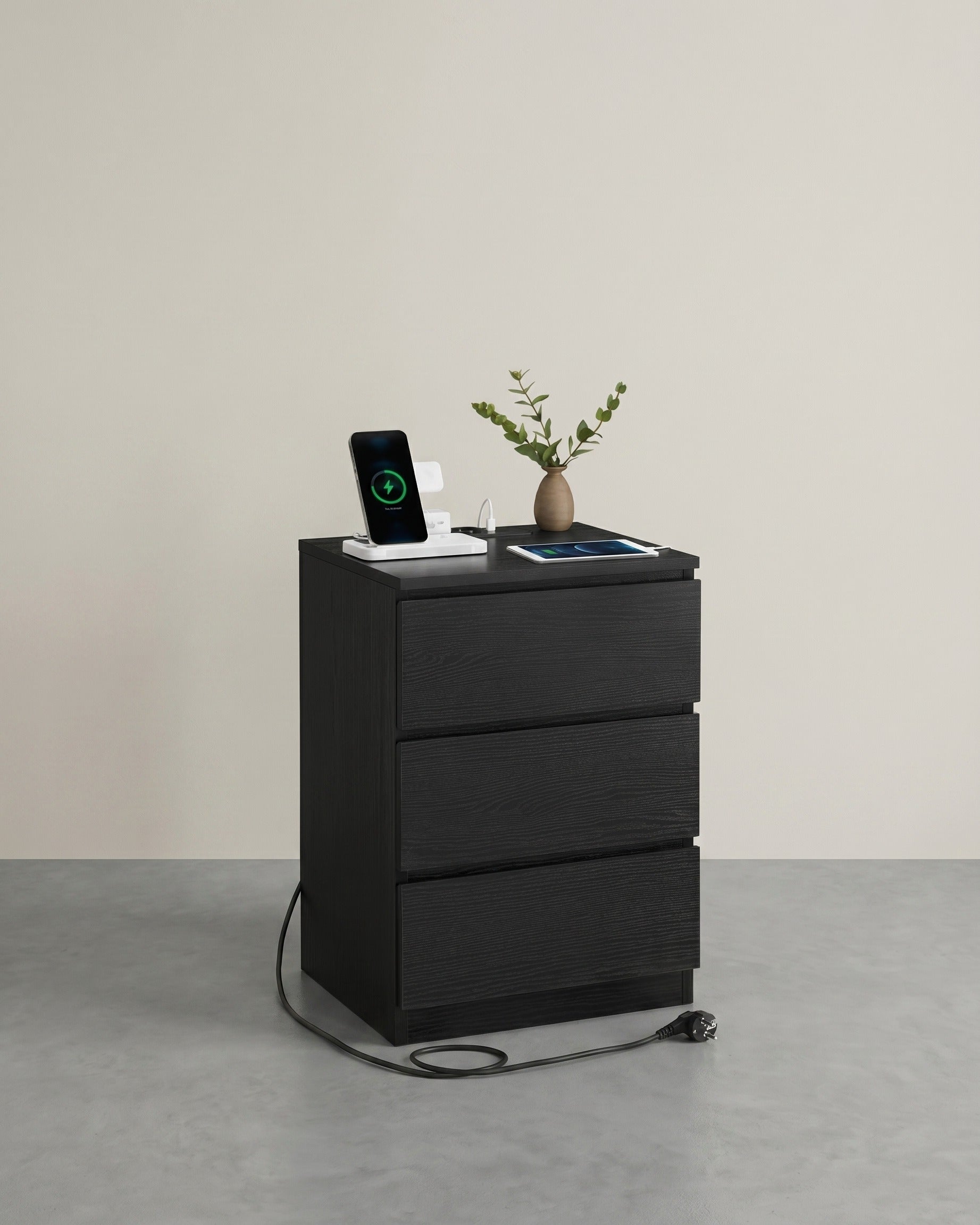 Beistelltisch mit Ladestation - Nachttisch mit USB-Anschluss - Schrank mit Steckdose