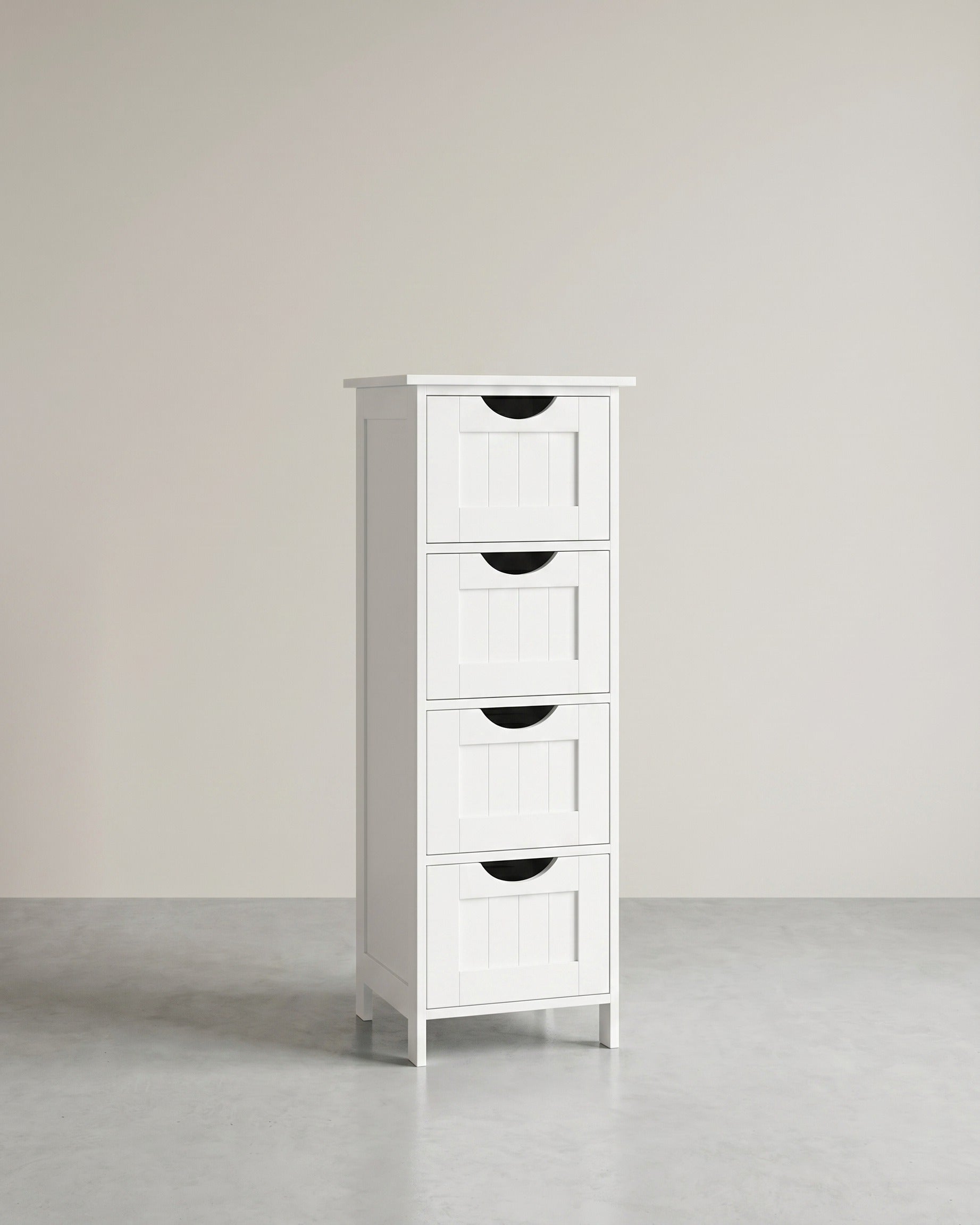 Kompakter Badezimmerschrank mit 4 Schubladen – schmal 30 cm – platzsparender Schrank für Bad & Küche