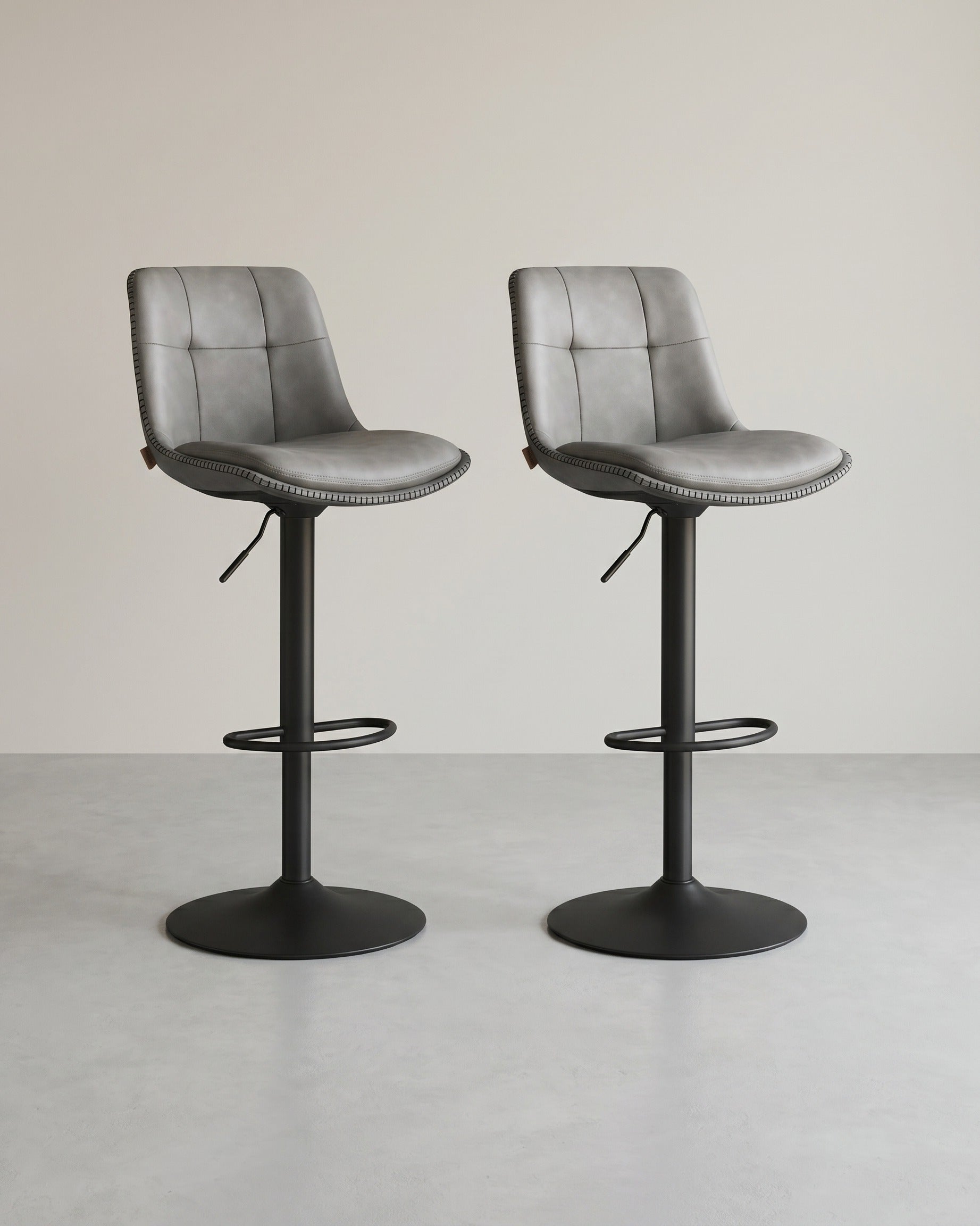 2er-Set Barhocker - Verstellbar und 360° drehbar - Kunstleder