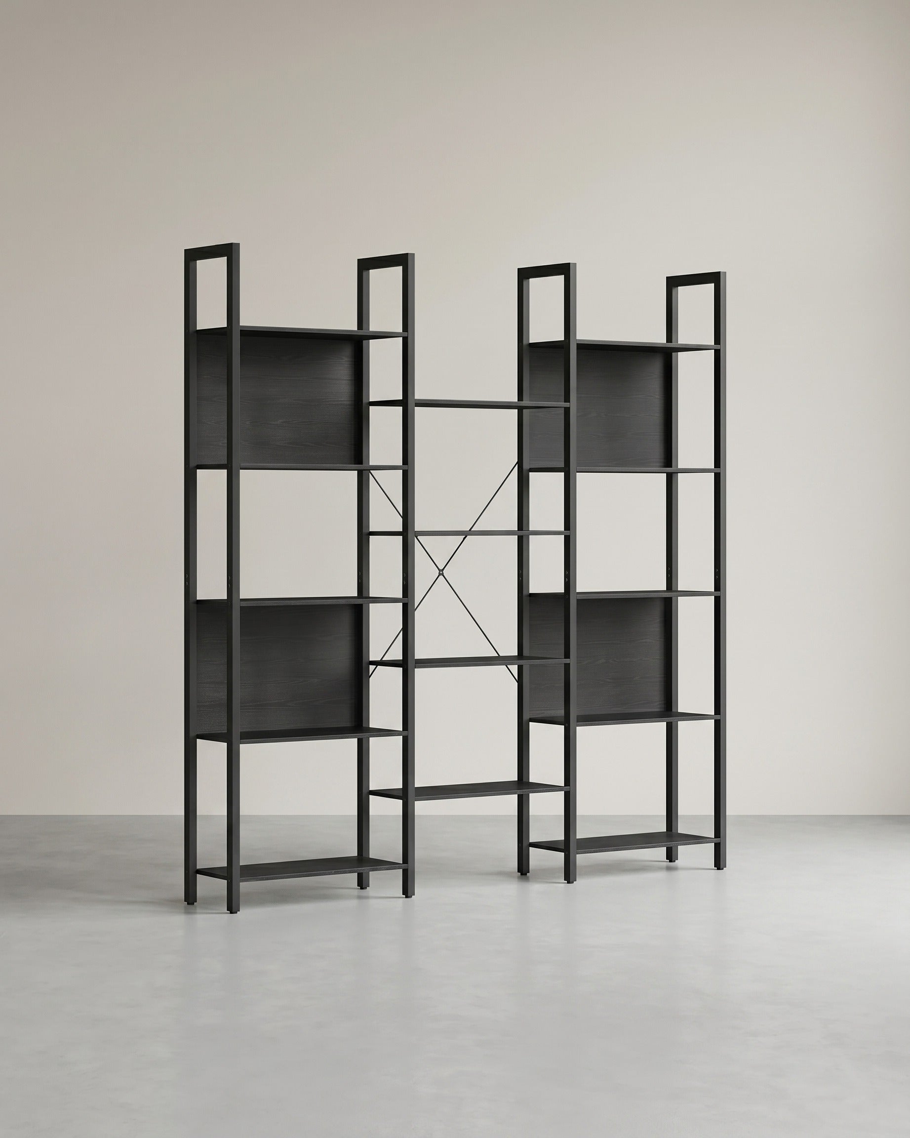 Industrielles Bücherregal - Leiterregal - 14 Regalböden - Stabiler Metallrahmen