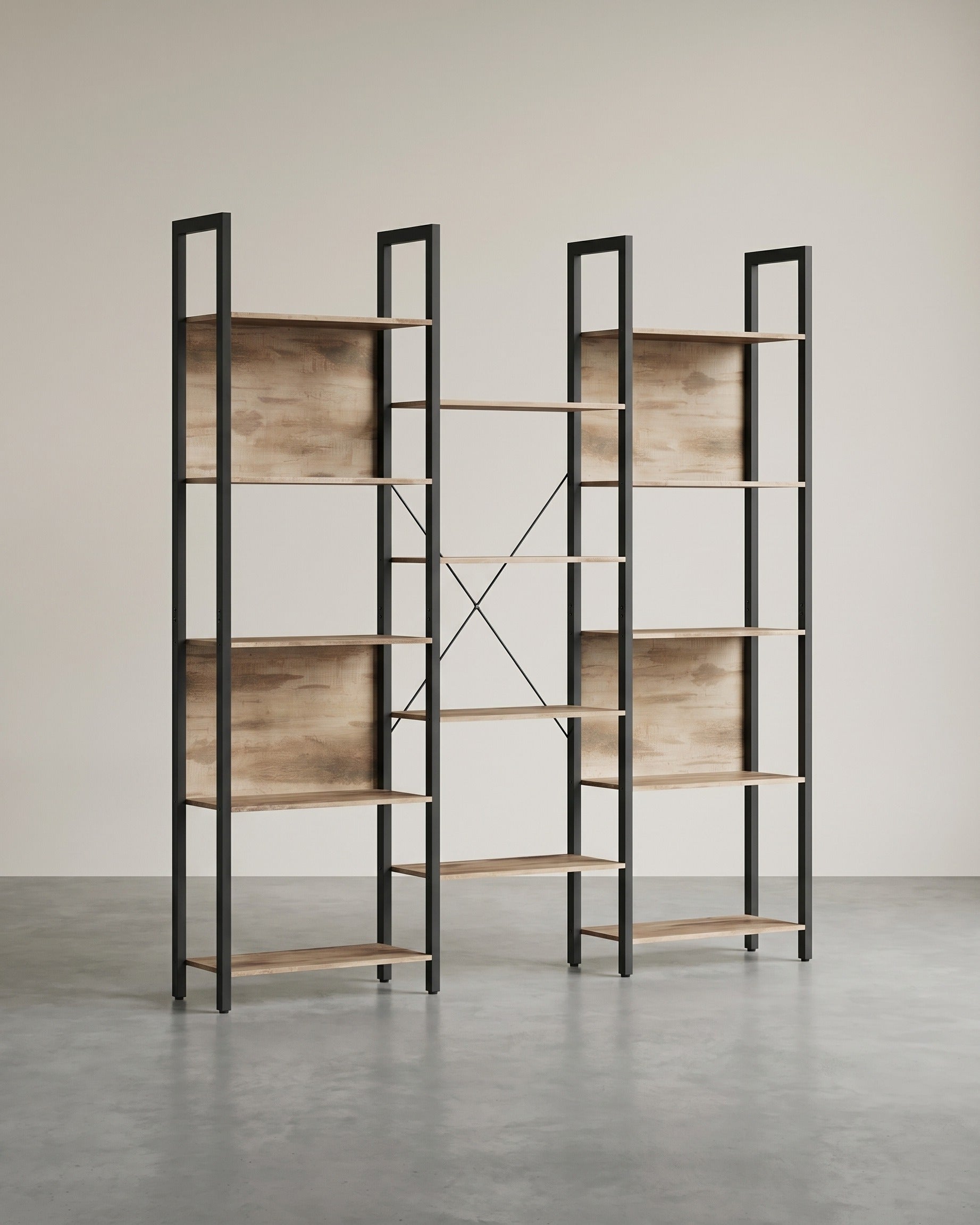 Industrielles Bücherregal - Leiterregal - 14 Regalböden - Stabiler Metallrahmen