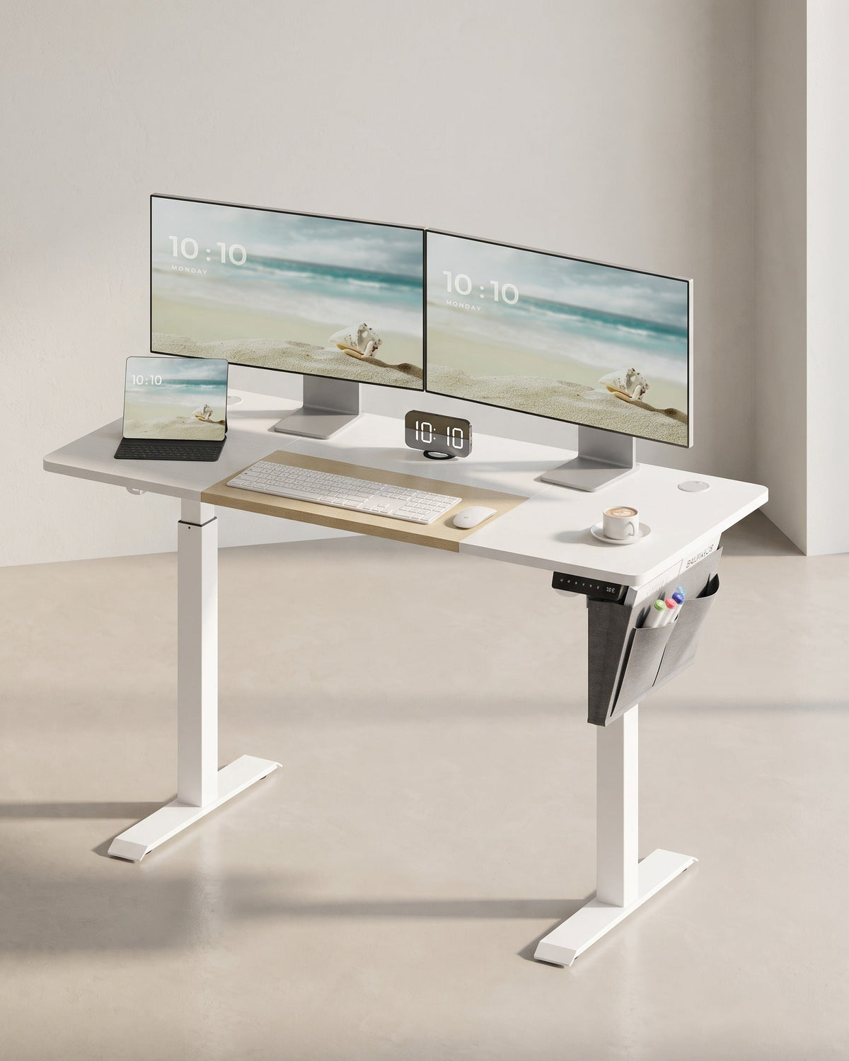 Komplettes Arbeitsplatz-Budget – Elektrischer Sitz-Steh-Schreibtisch + ergonomischer Bürostuhl – Höhenverstellbarer Schreibtisch – Heimarbeitsplatz