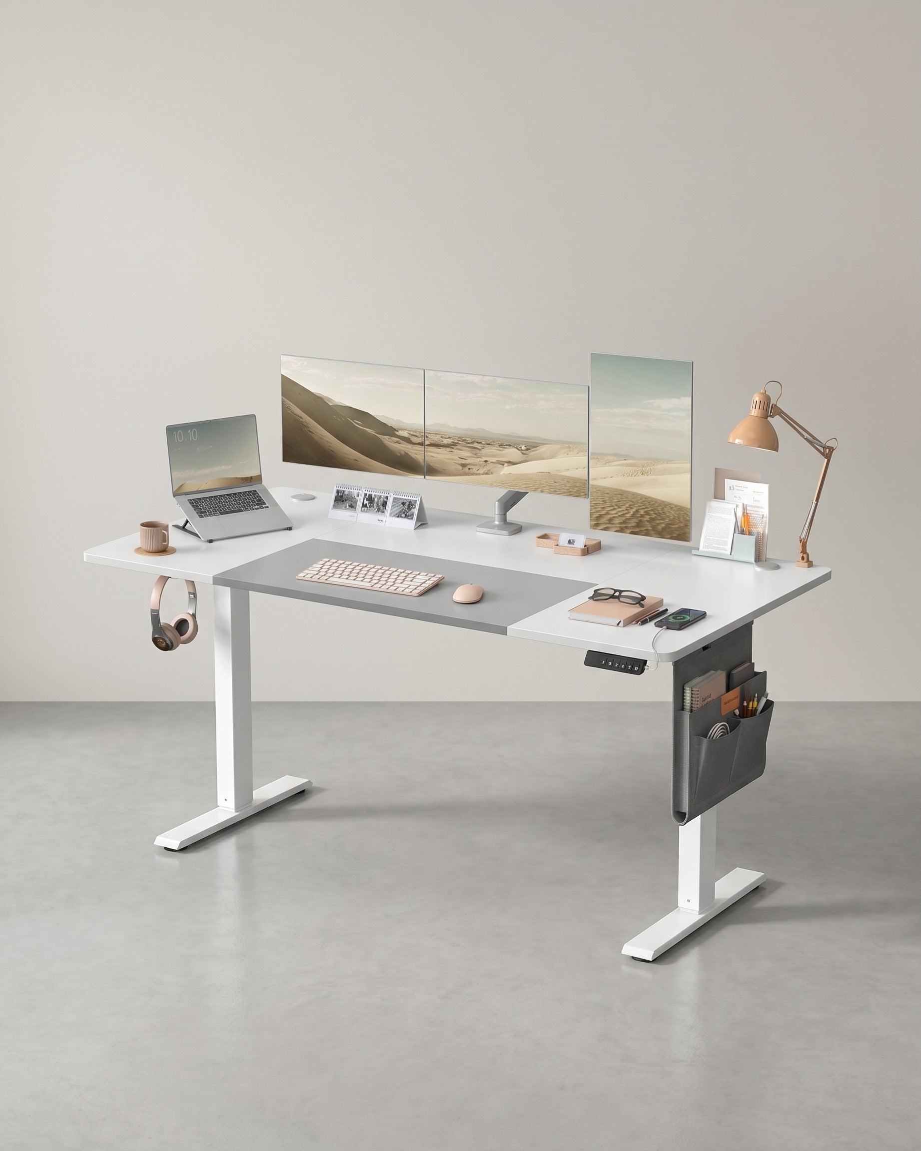 Komplettes Arbeitsplatz-Budget – Elektrischer Sitz-Steh-Schreibtisch + ergonomischer Bürostuhl – Höhenverstellbarer Schreibtisch – Heimarbeitsplatz