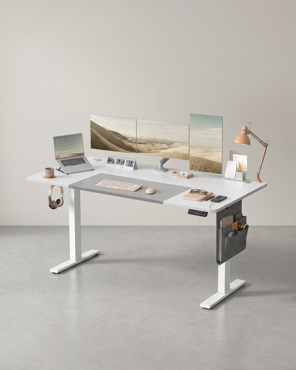 Komplettes Arbeitsplatz-Budget – Elektrischer Sitz-Steh-Schreibtisch + ergonomischer Bürostuhl – Höhenverstellbarer Schreibtisch – Heimarbeitsplatz