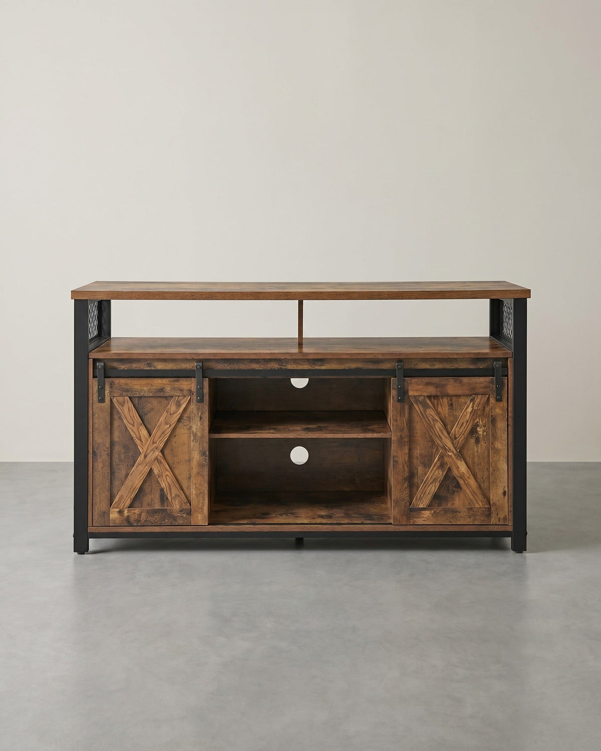 Country-TV-Schrank mit Scheunentüren – Stabiles & geräumiges Design