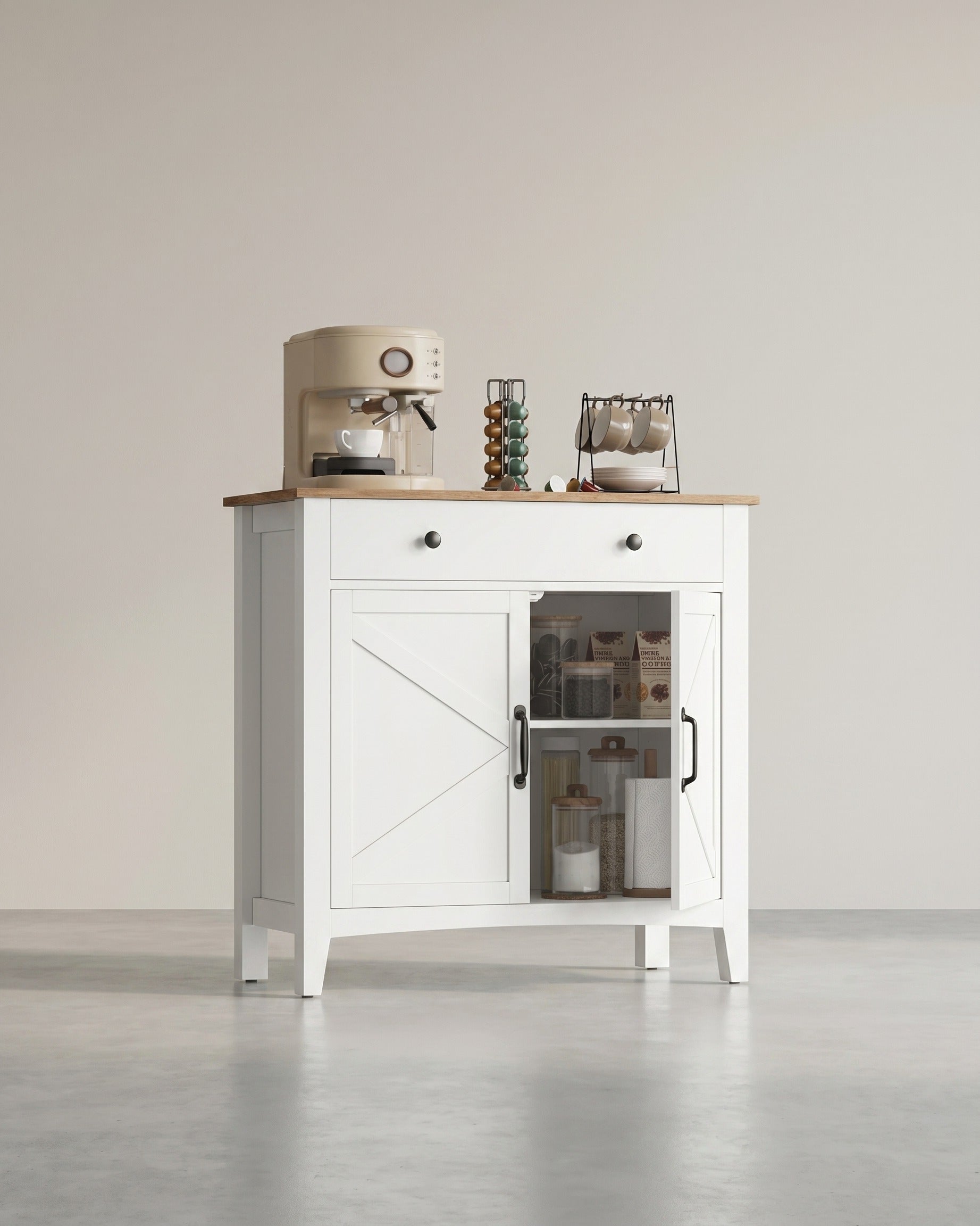 Sideboard mit Türen und Schublade - Landhausstil - Küchenschrank mit verstellbaren Regalen