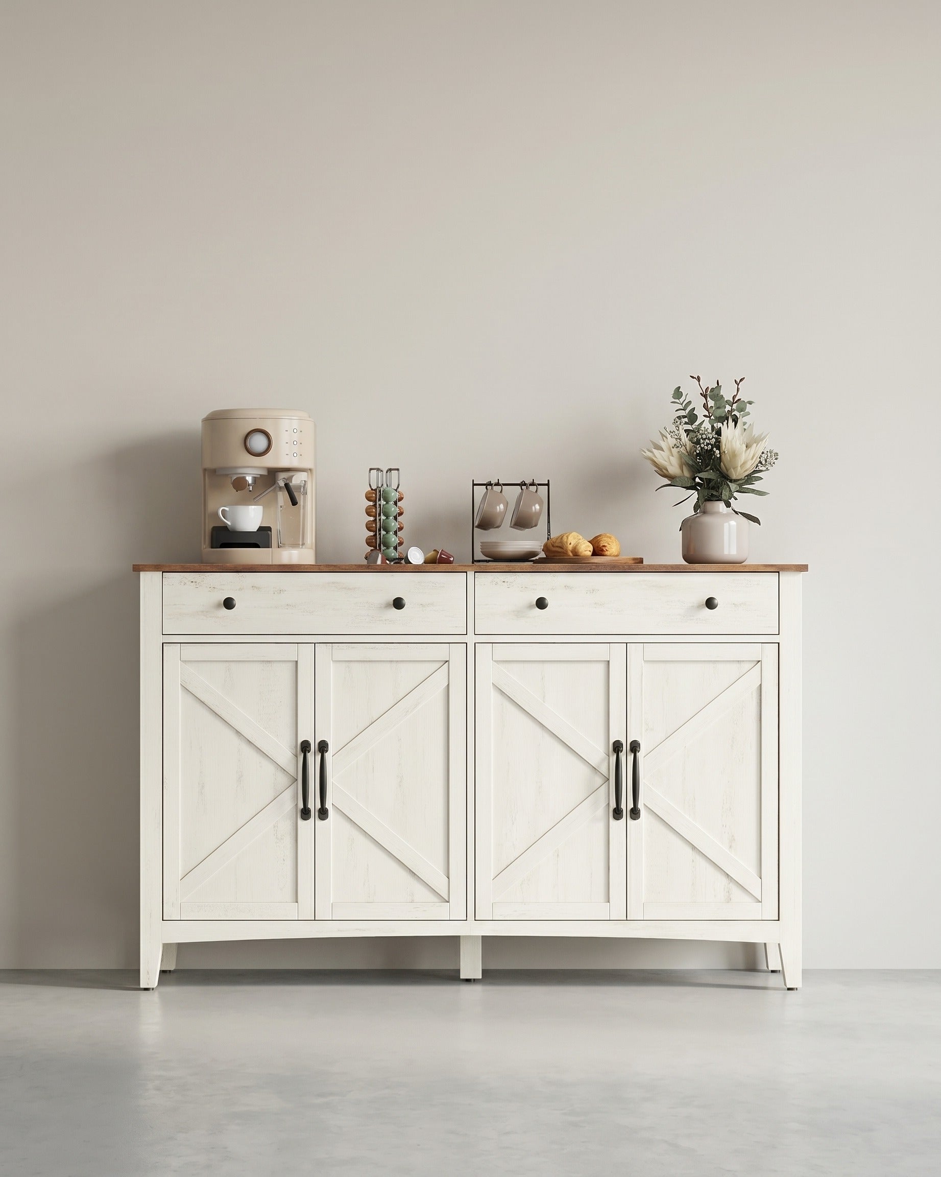 Sideboard mit Türen und Schublade - Landhausstil - Küchenschrank mit verstellbaren Regalen