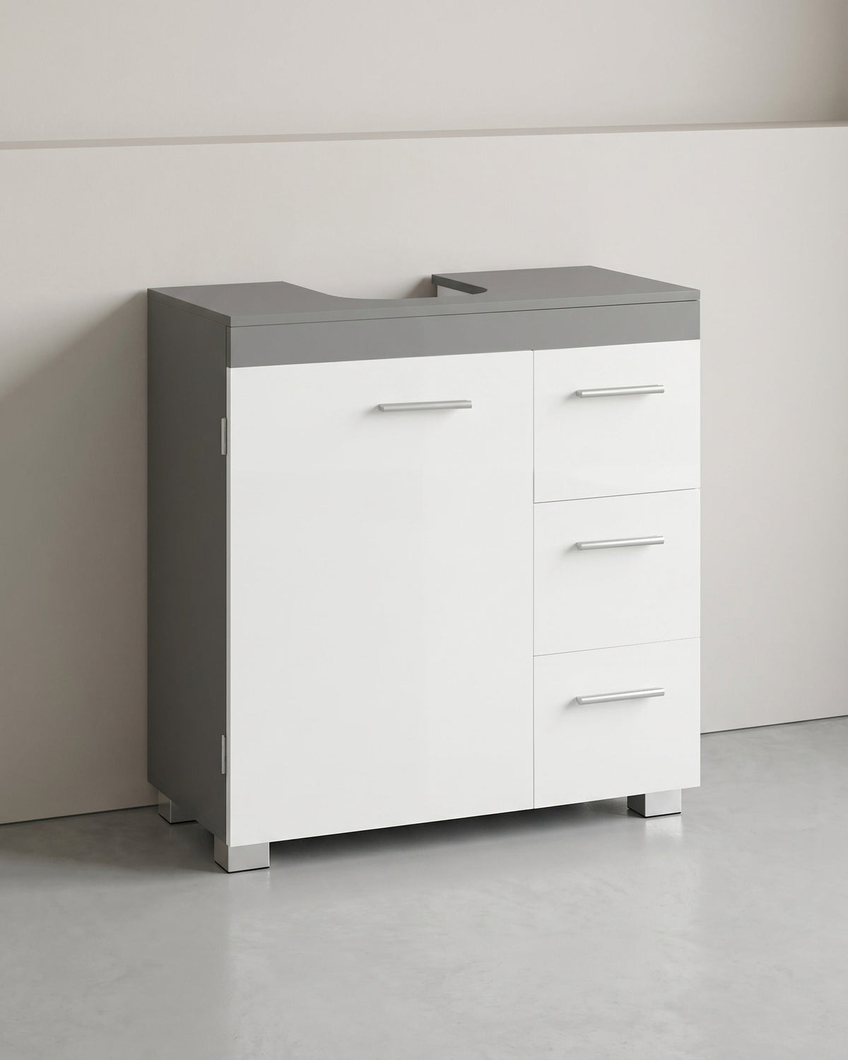 Waschtischunterschrank - 30 x 60 x 64 cm - 2 Fächer - Mit Ablage