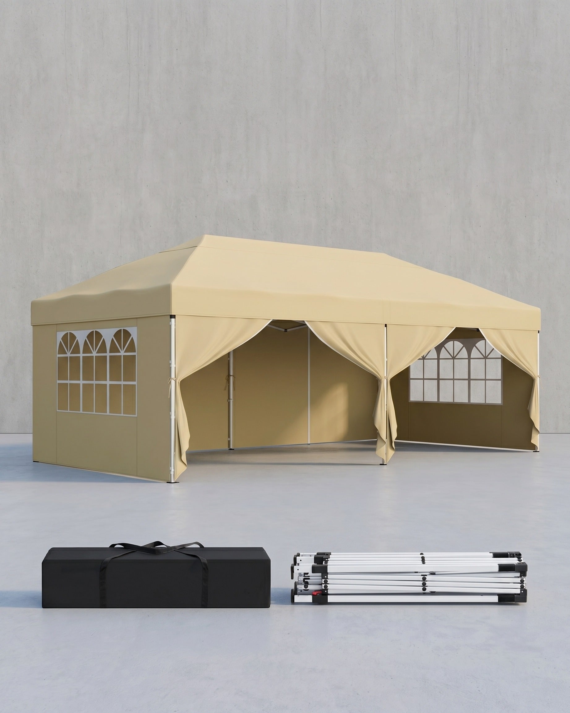 Partyzelt 3 x 6 m mit Seitenwänden – faltbarer Pavillon – Gartenpavillon – Sonnenschutz – leicht und regendicht – tragbar