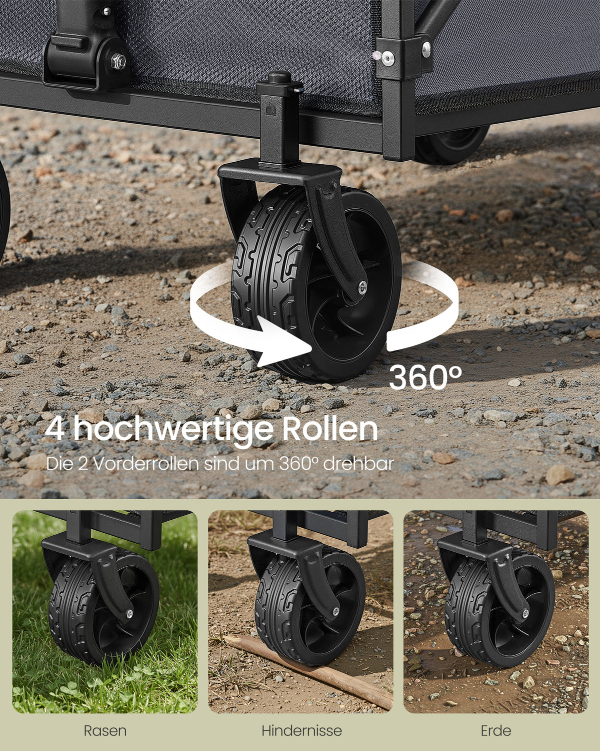 Klappbarer Bollerwagen - Transportwagen Mit Abnehmbaren Rädern - Handwagen Für Garten, Camping Und Strand