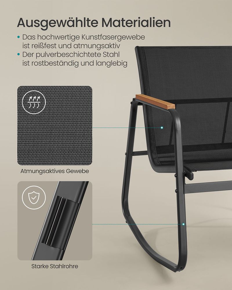 Gartenset 4-teilig - Balkonset - 2 Stühle und Bank mit Beistelltisch