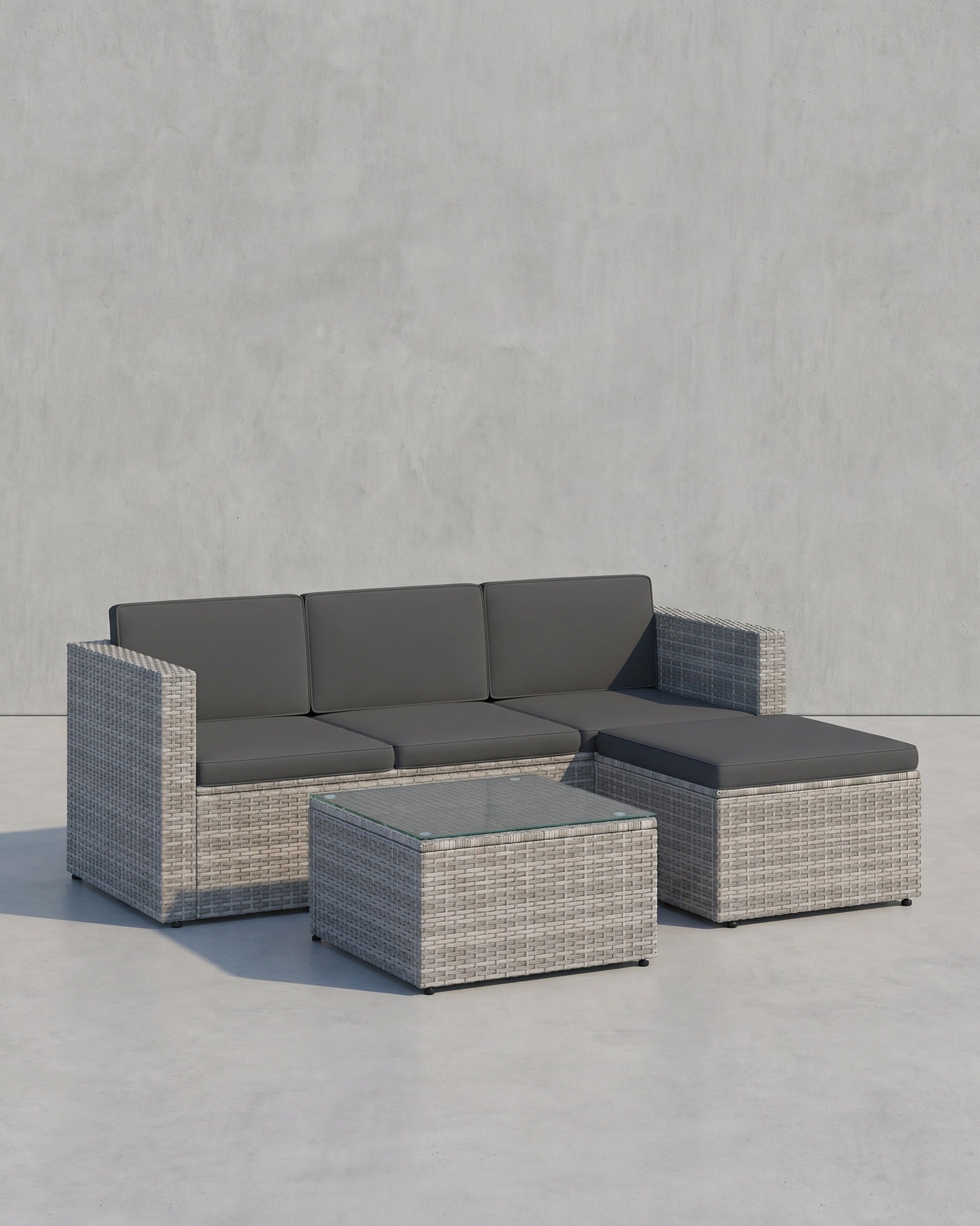 Lounge Set mit Tisch - Gartenbank - Gartenset - Polyrattan Gartenmöbel Set