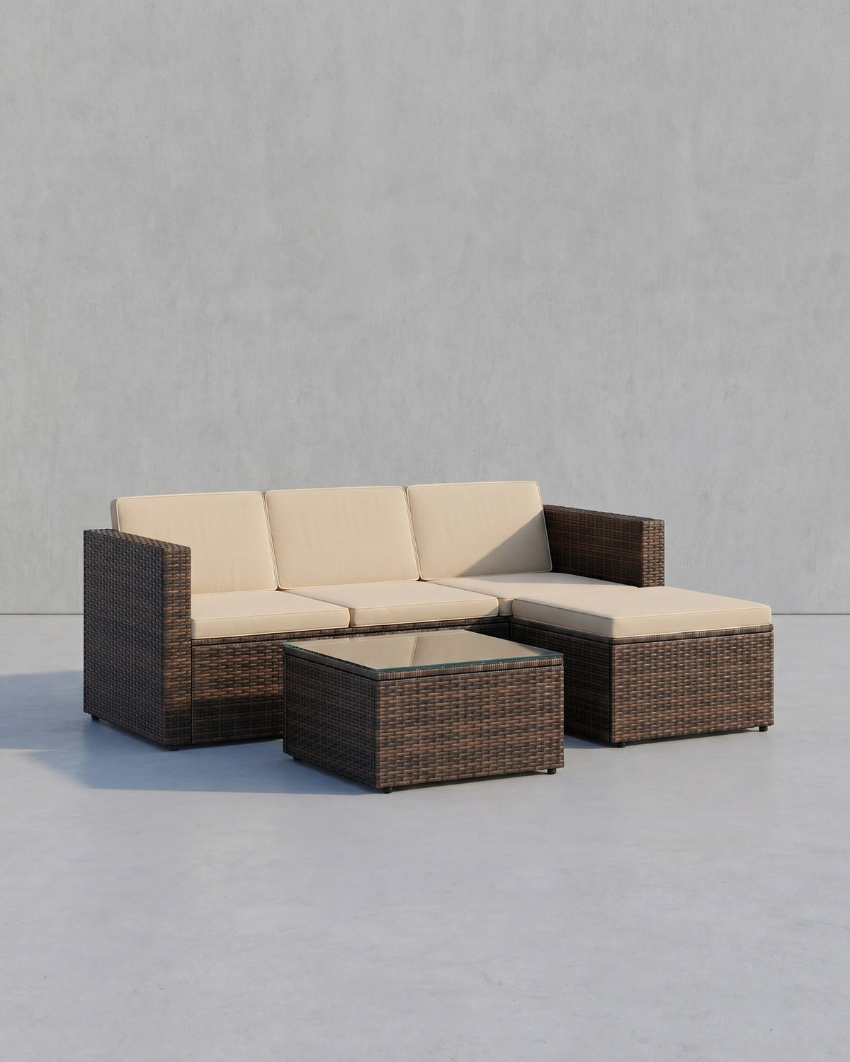 Lounge Set mit Tisch - Gartenbank - Gartenset - Polyrattan Gartenmöbel Set