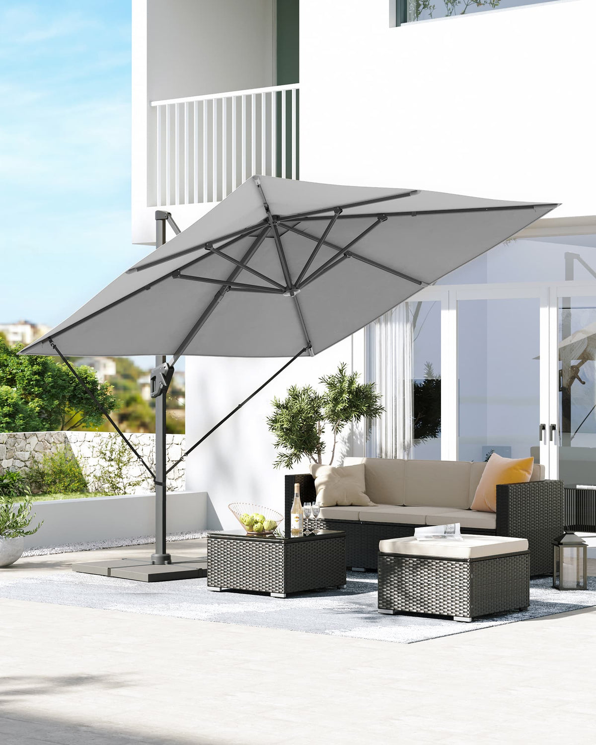 Ampelschirm 290 x 290 cm - Stufenlos verstellbar - Neigbar und 360° Drehfunktion